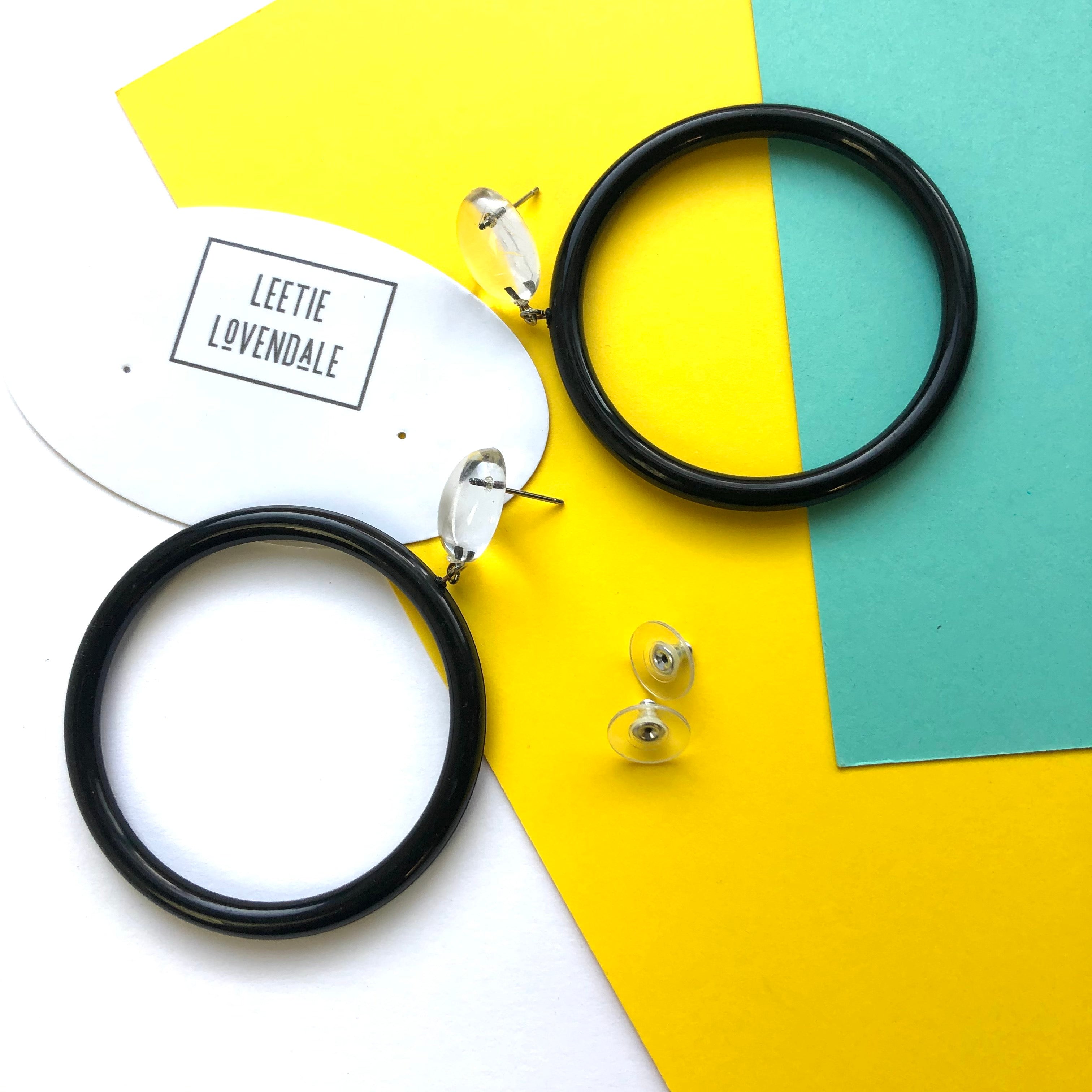 black and clear earrings