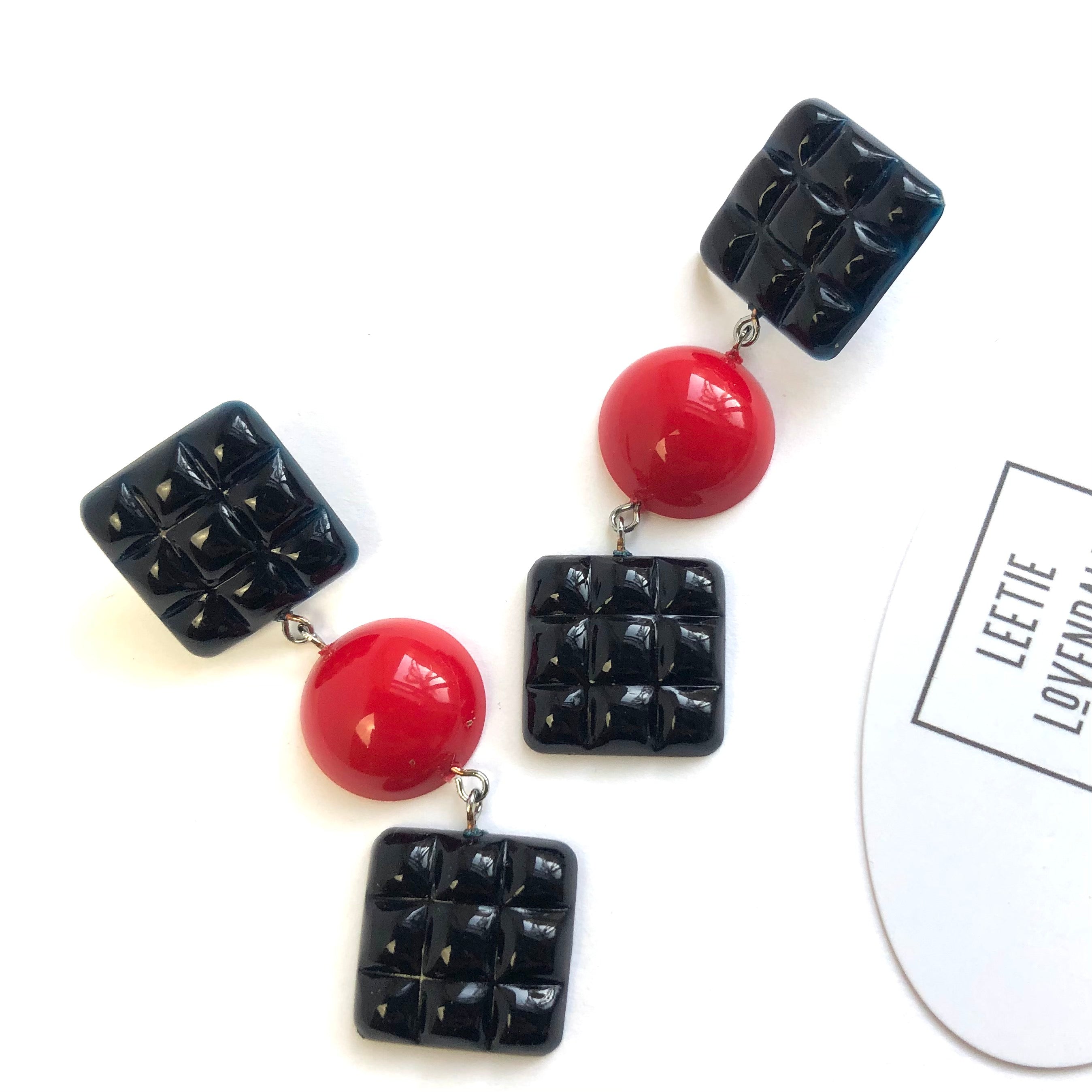 long black earrings red