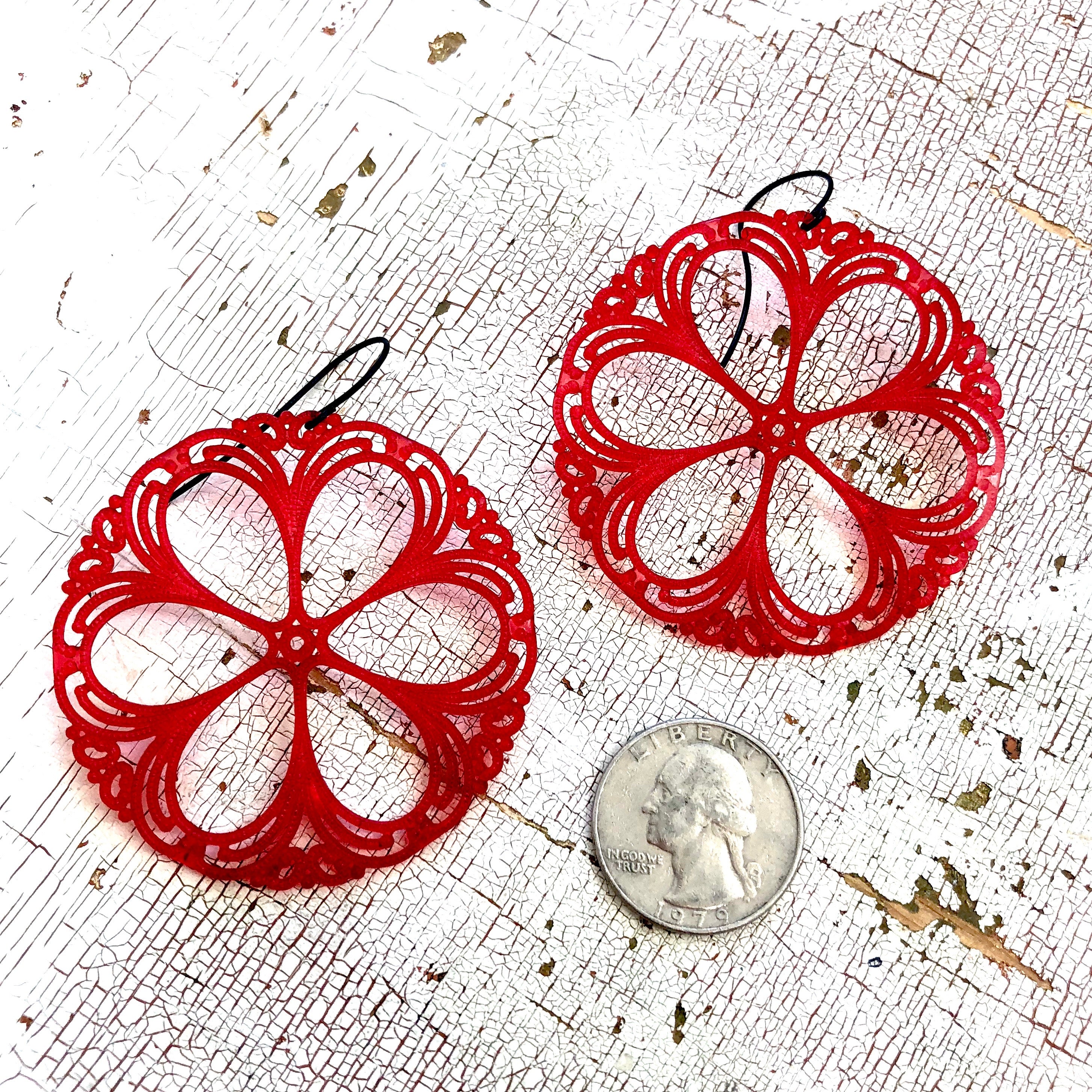 bright red acrylic earrings
