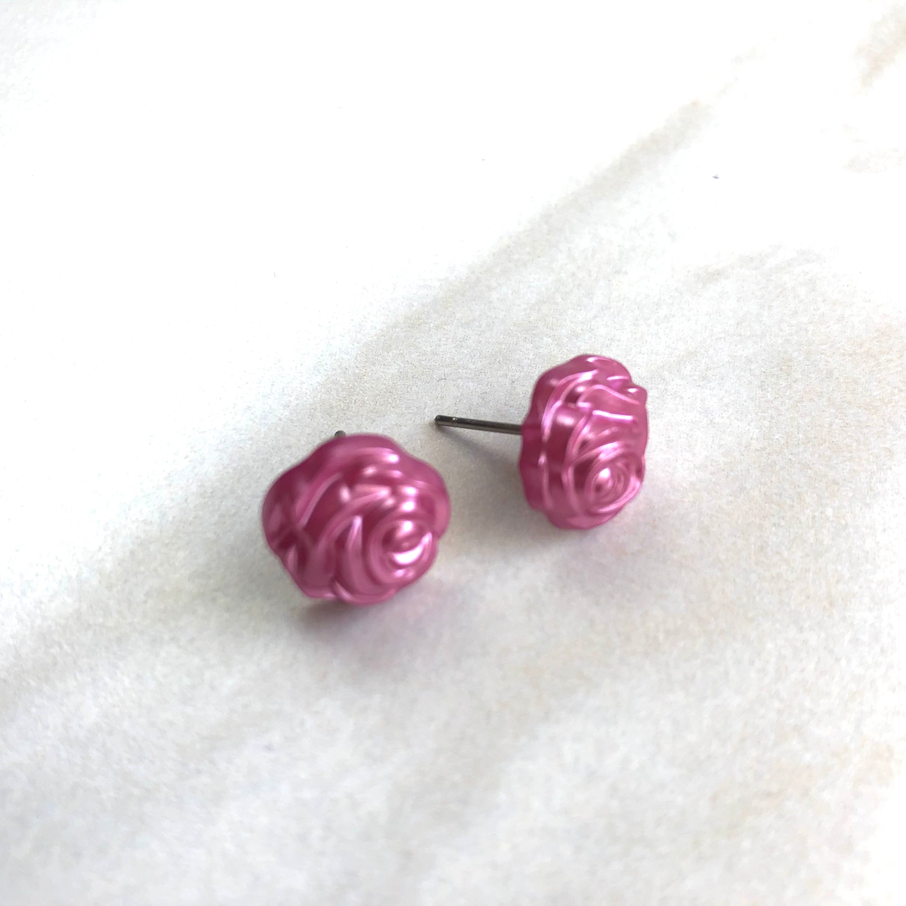 fuchsia rose studs