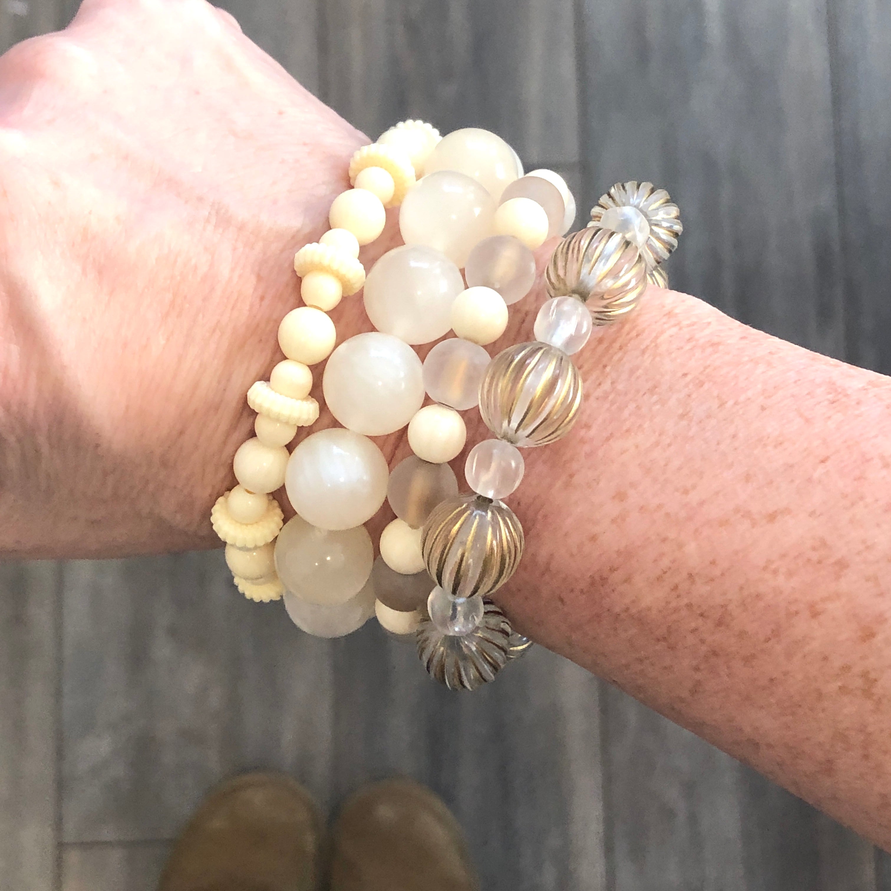 white gold beaded bracelets