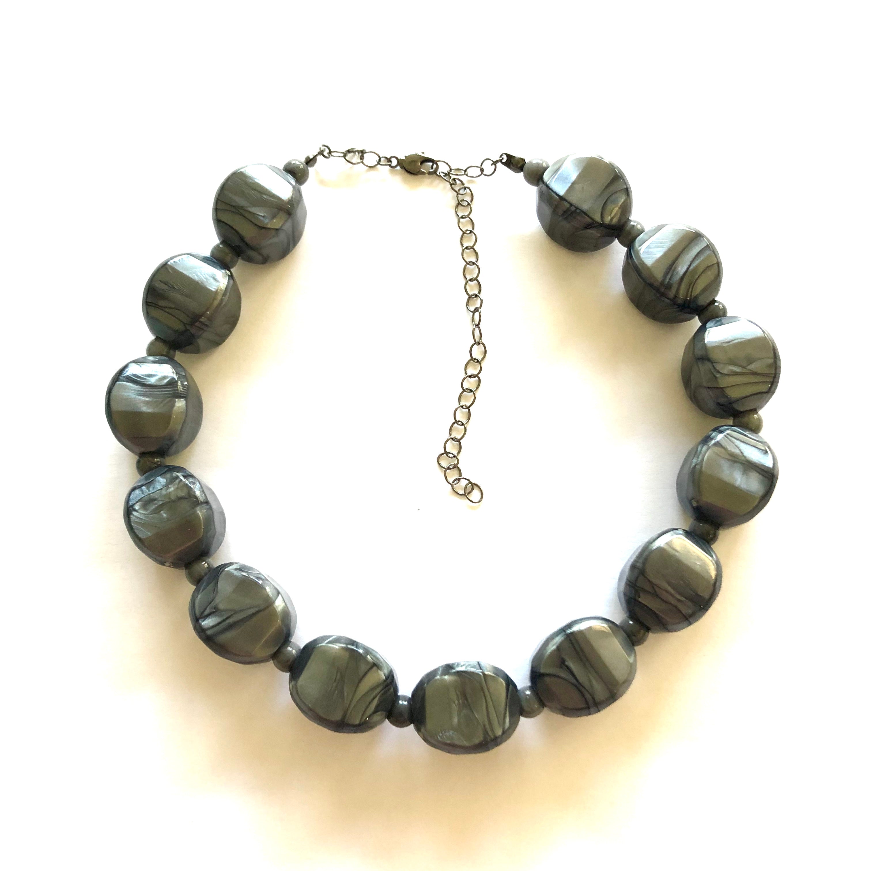 Pewter Marbled Aura Glow Corrugated Marco Necklace