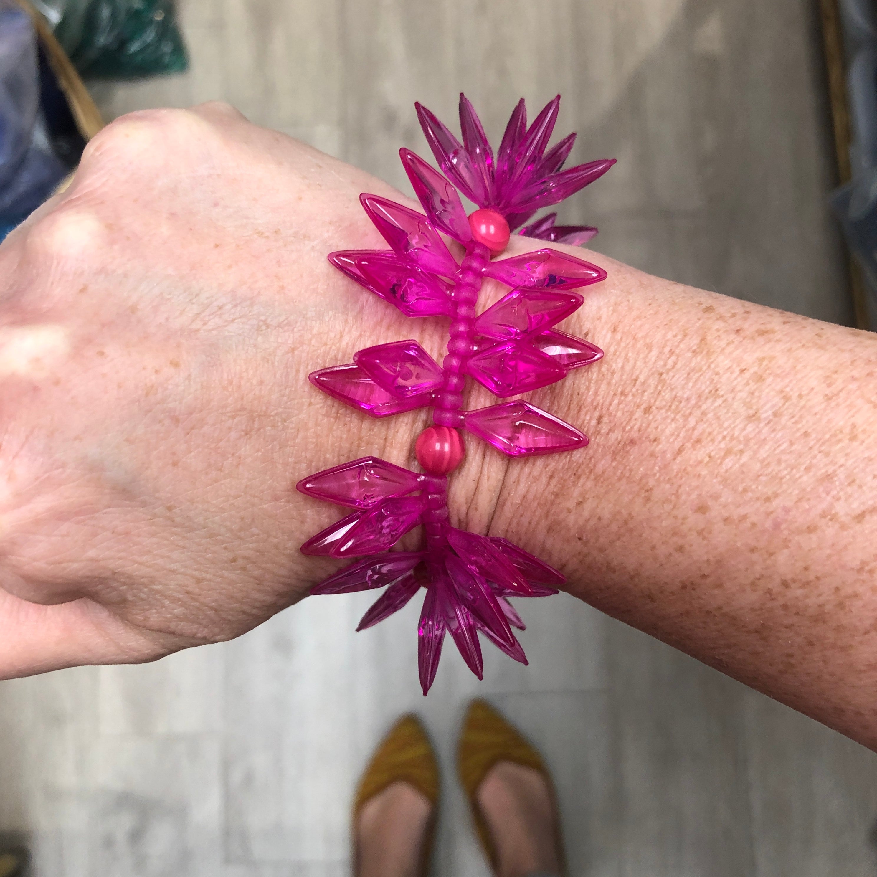 Hot Pink Spiked Cha Cha Stretch Bracelet