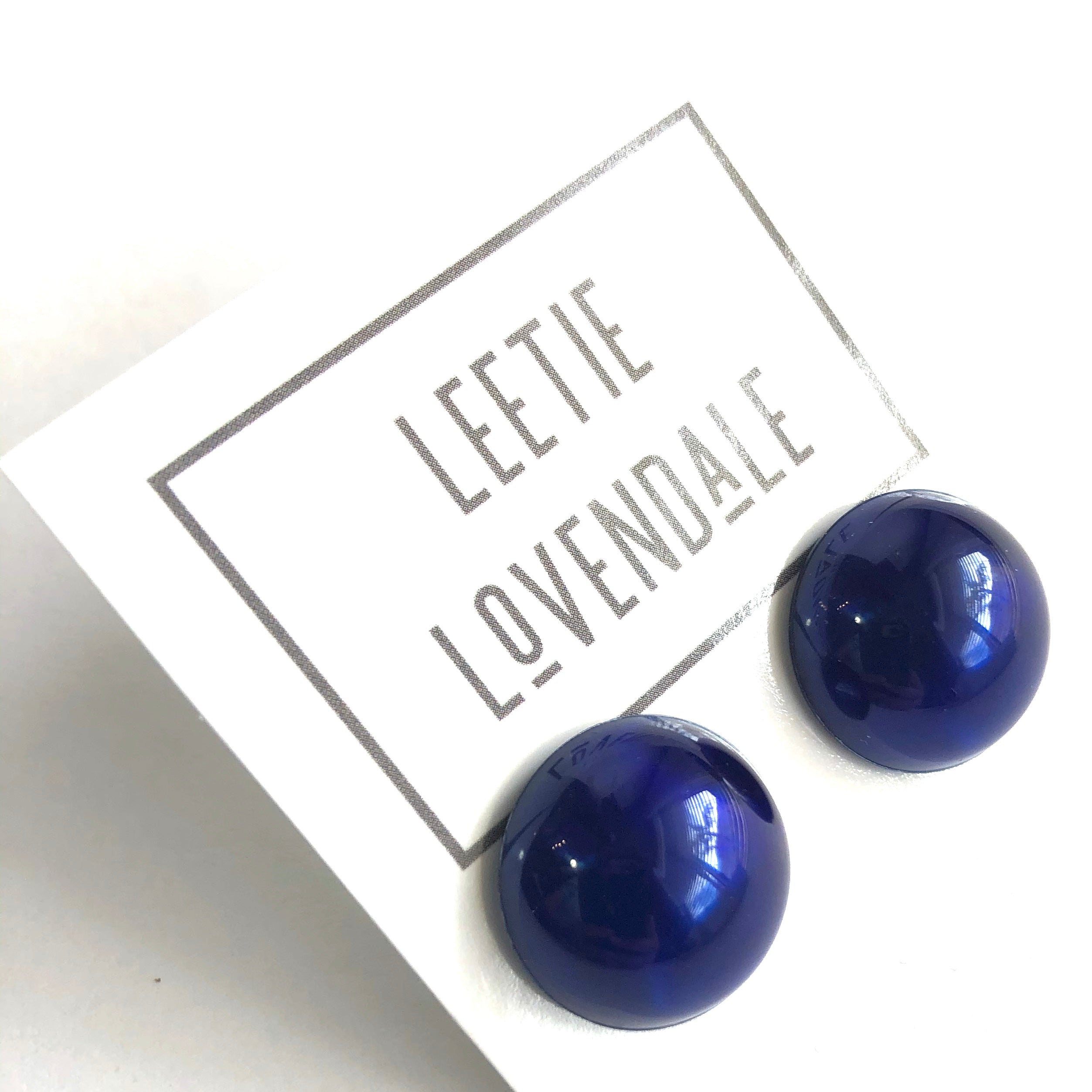 Navy Blue Aura Glow Retro Button Studs