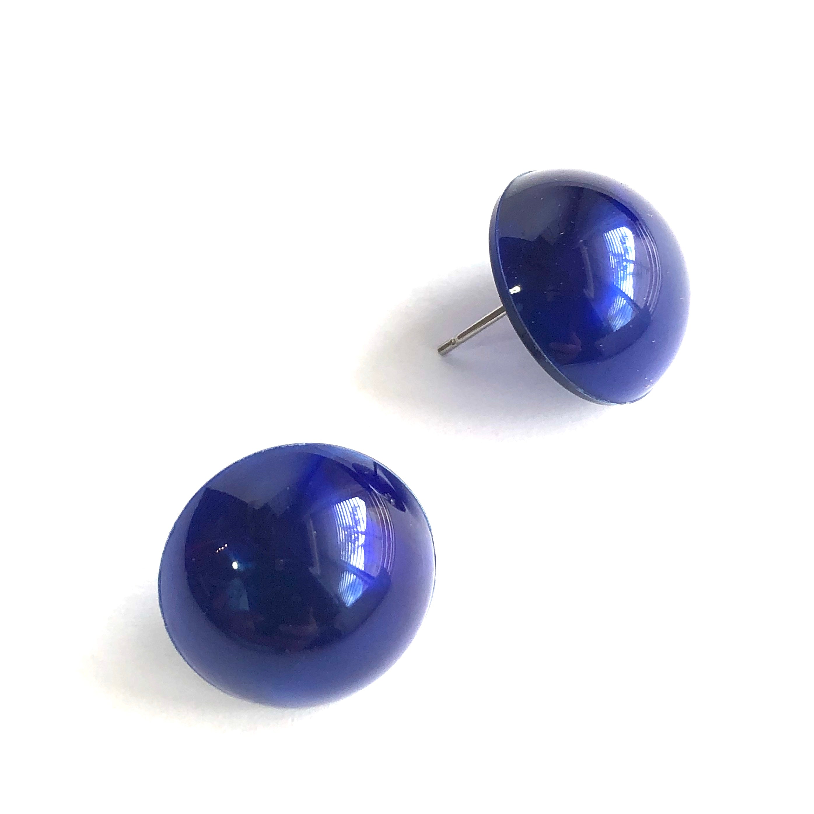 Navy Blue Aura Glow Retro Button Studs