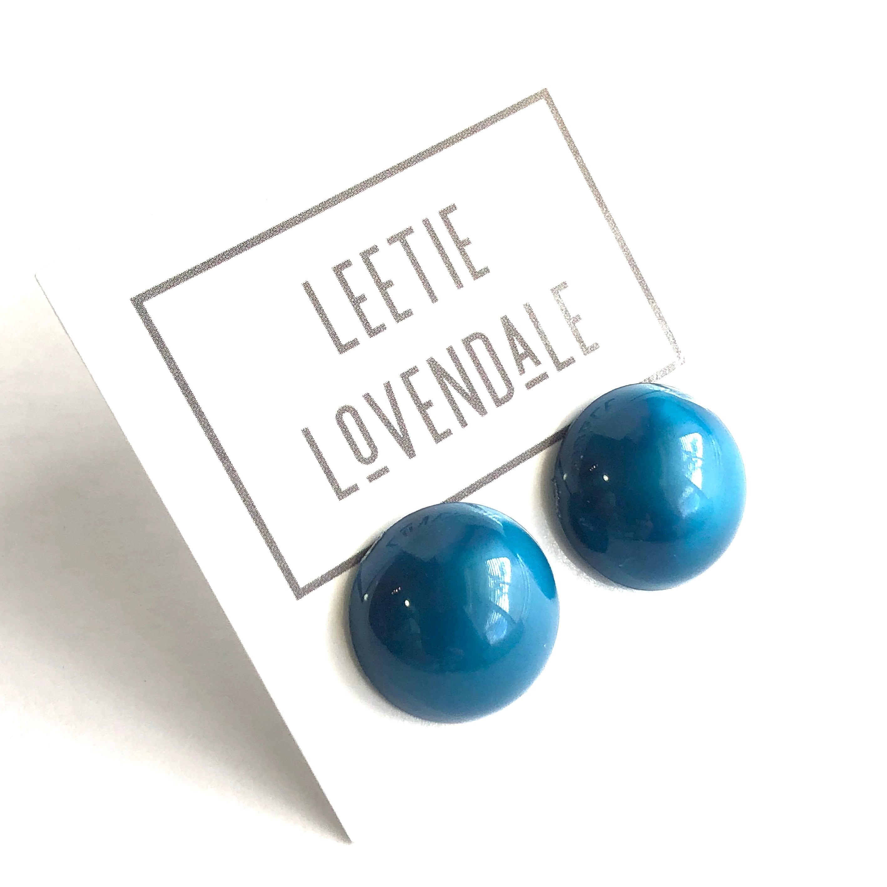 Peacock Blue Aura Glow Retro Button Studs