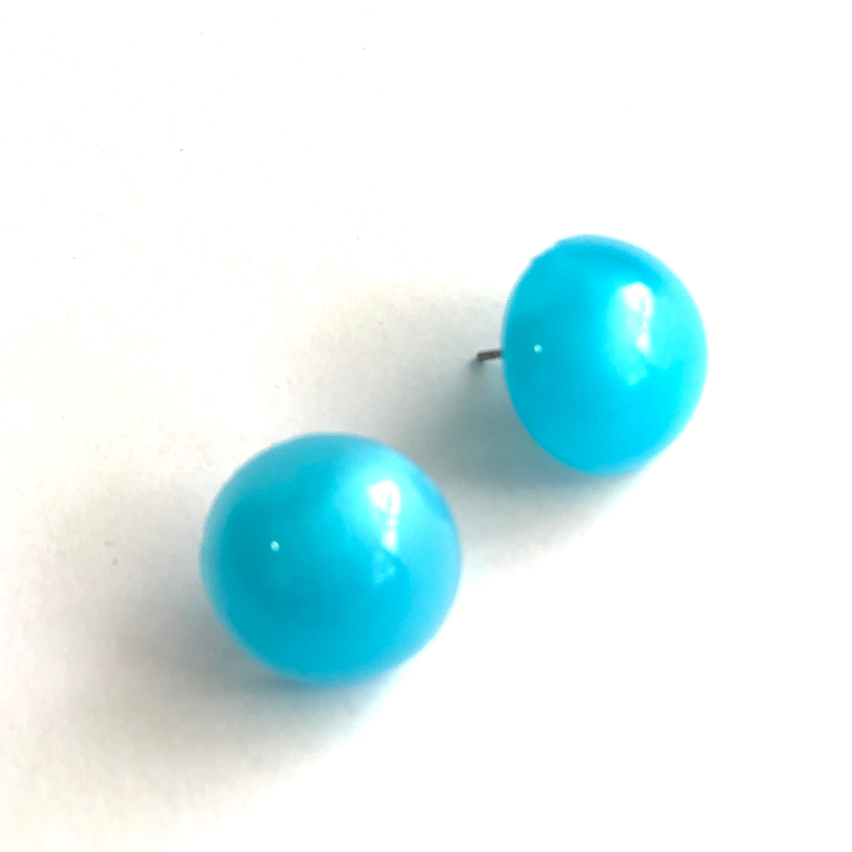 Aqua Blue Aura Glow Retro Button Studs