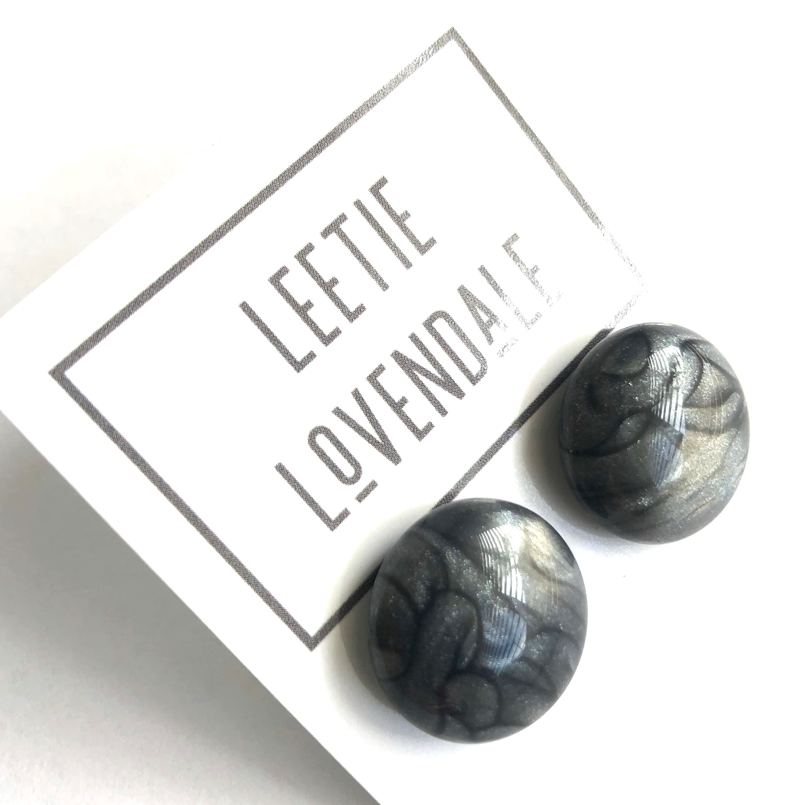 Pewter Marbled Metallic Glow Retro Button Studs