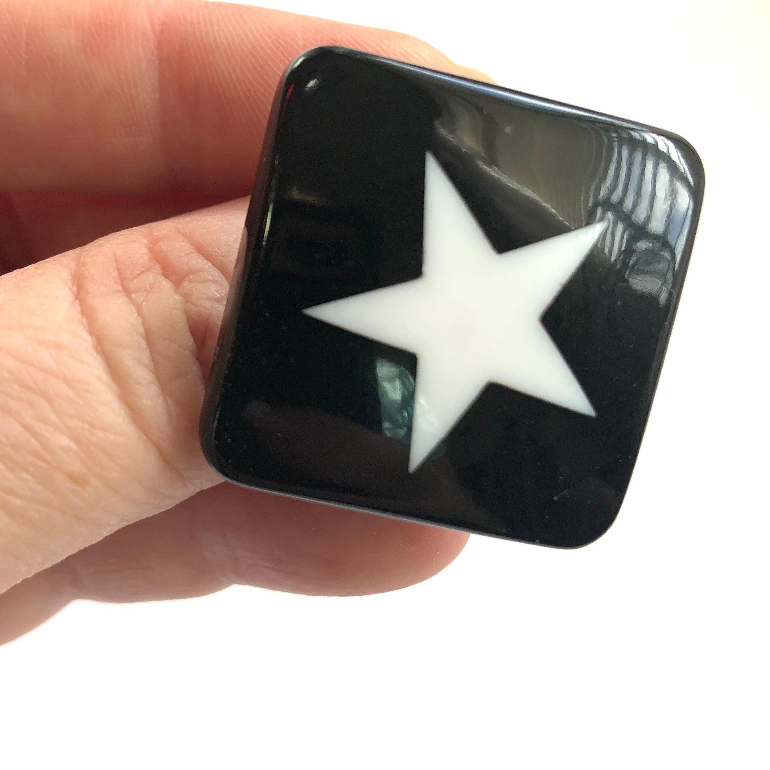 black white star ring