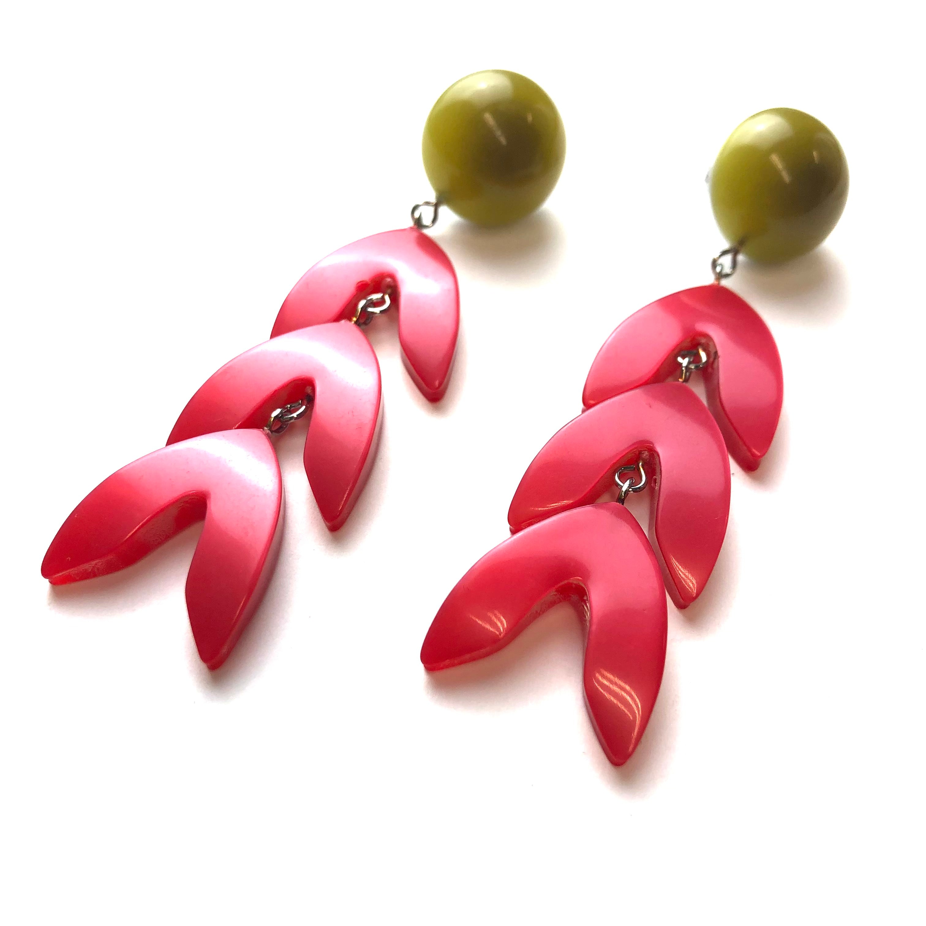 Olive & Ruby Moonglow Feather Statement Earrings *