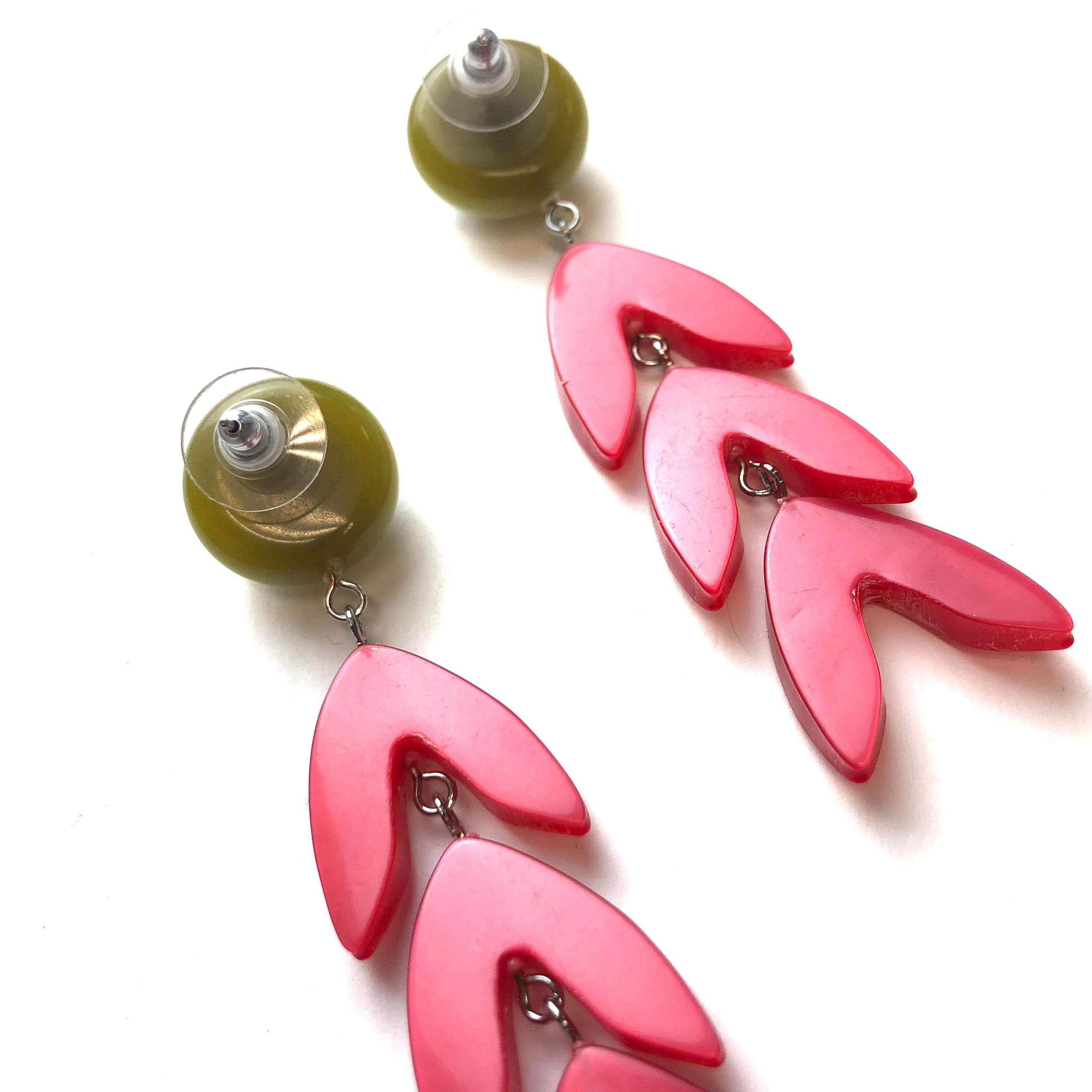 Olive & Ruby Moonglow Feather Statement Earrings *
