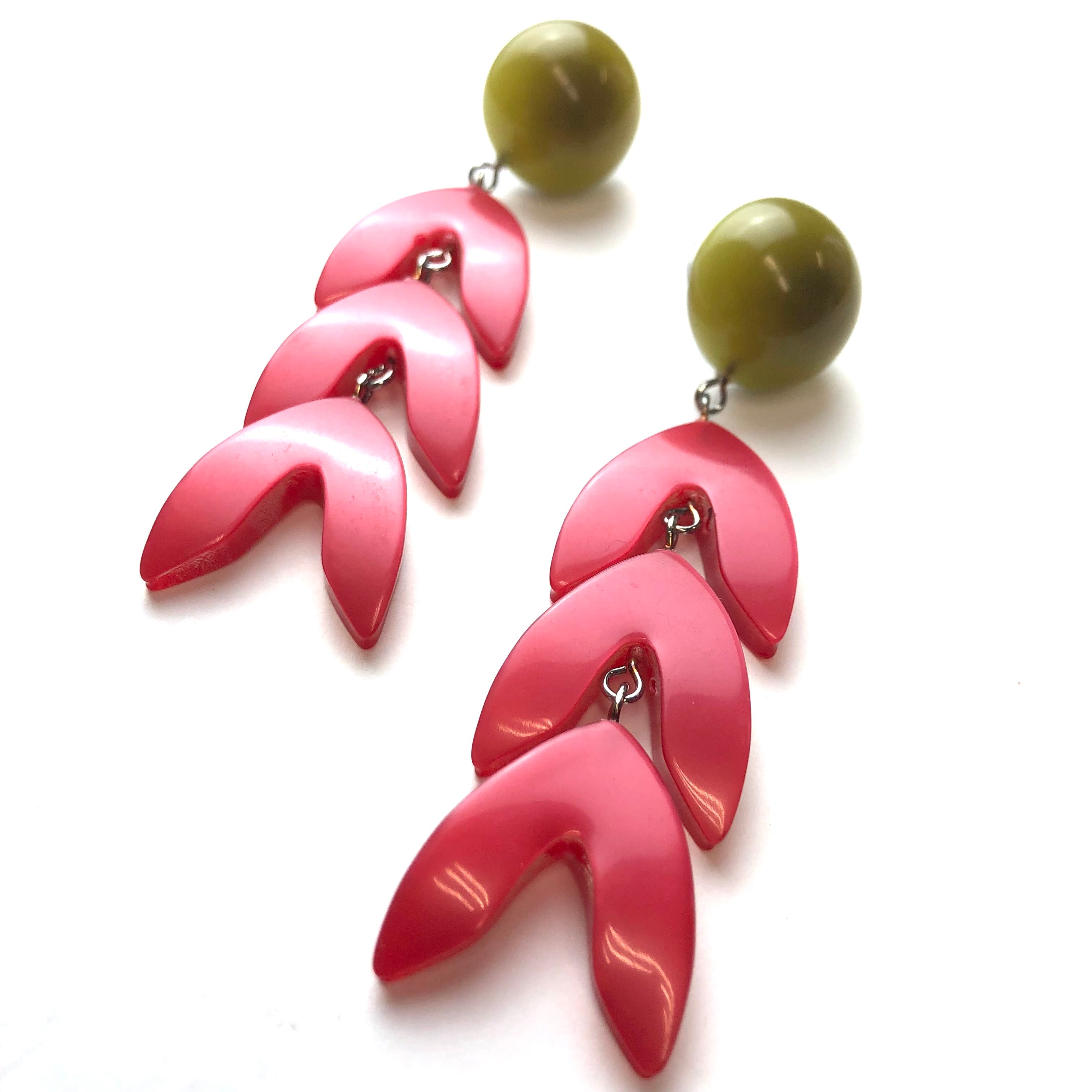 Olive & Ruby Moonglow Feather Statement Earrings *