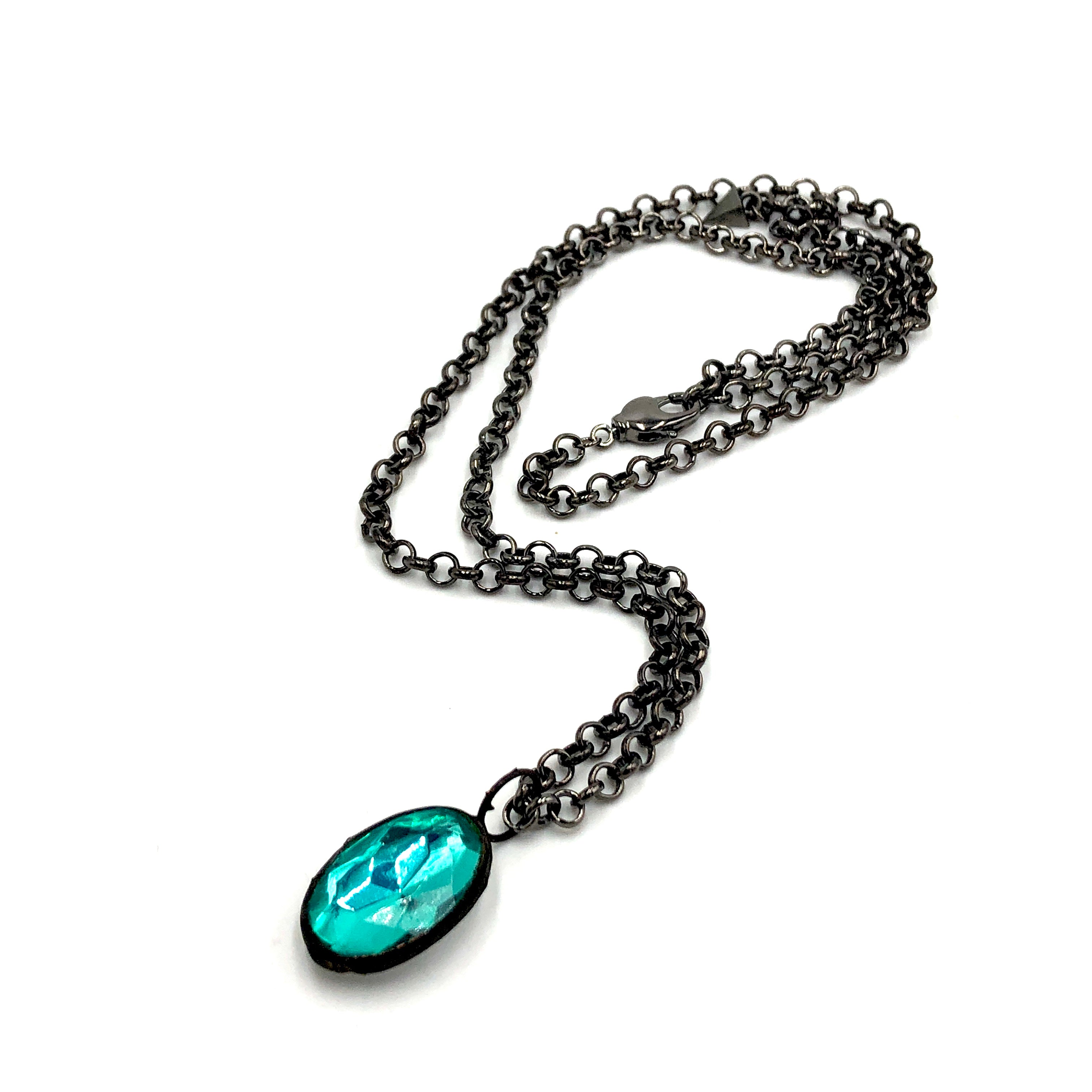 teal faceted necklace