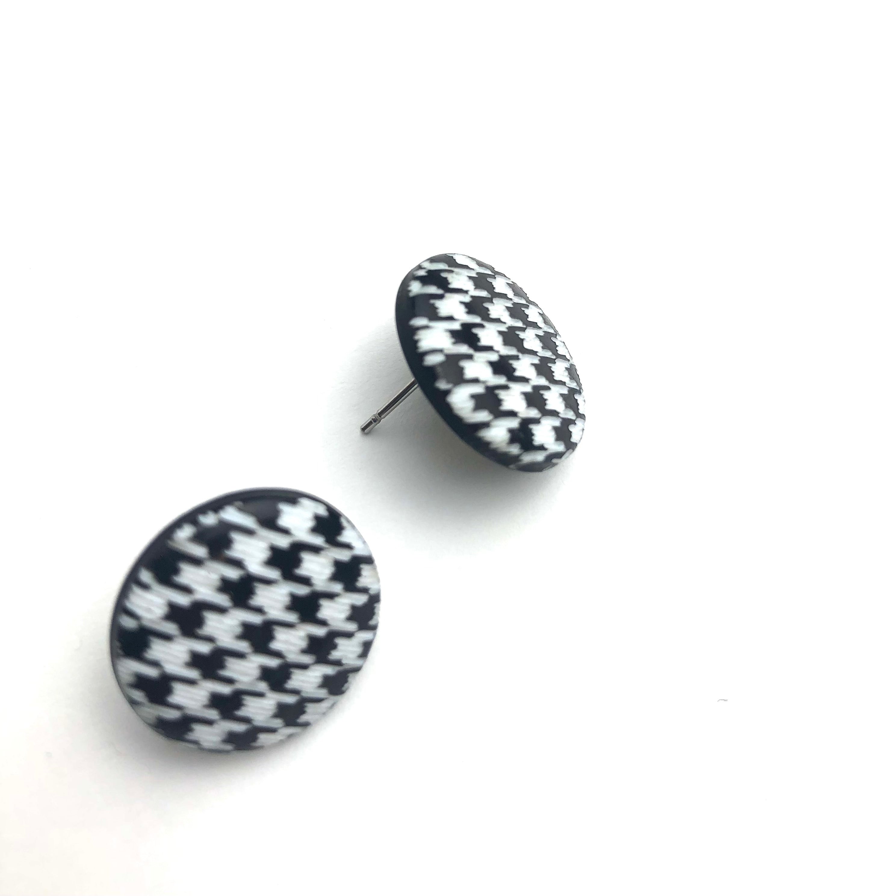 black white textured earrings