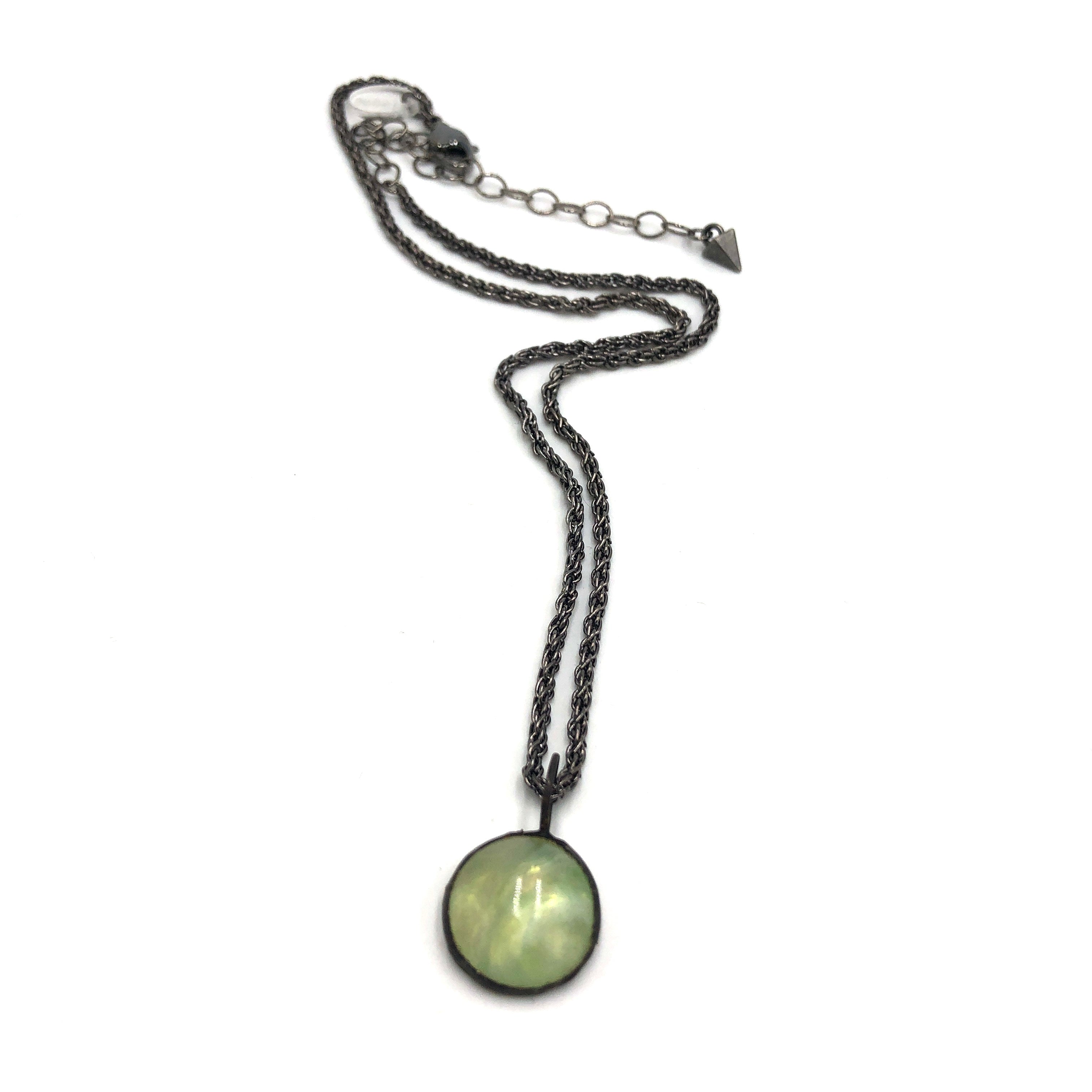 green marbled layering necklace