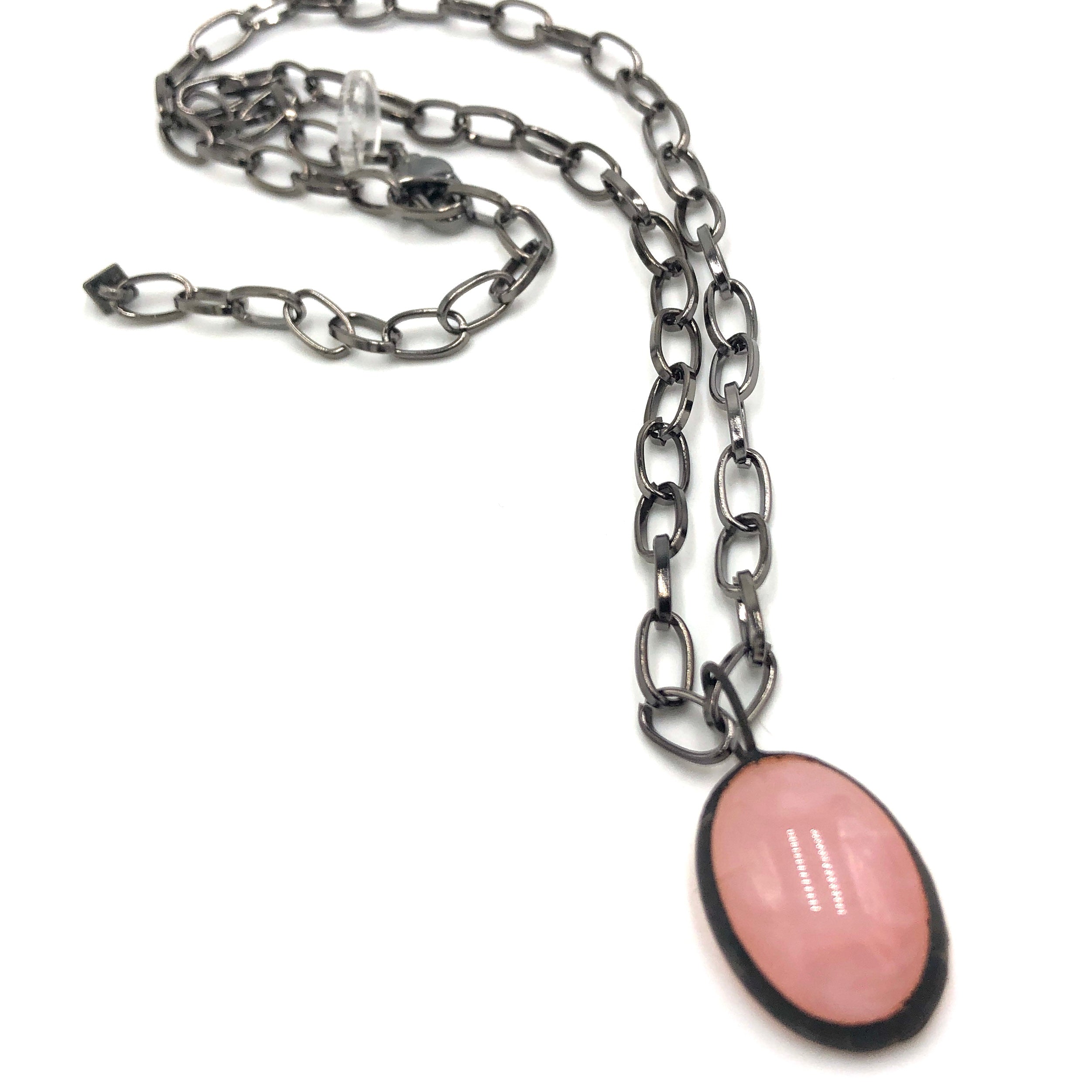 pink quartz necklace