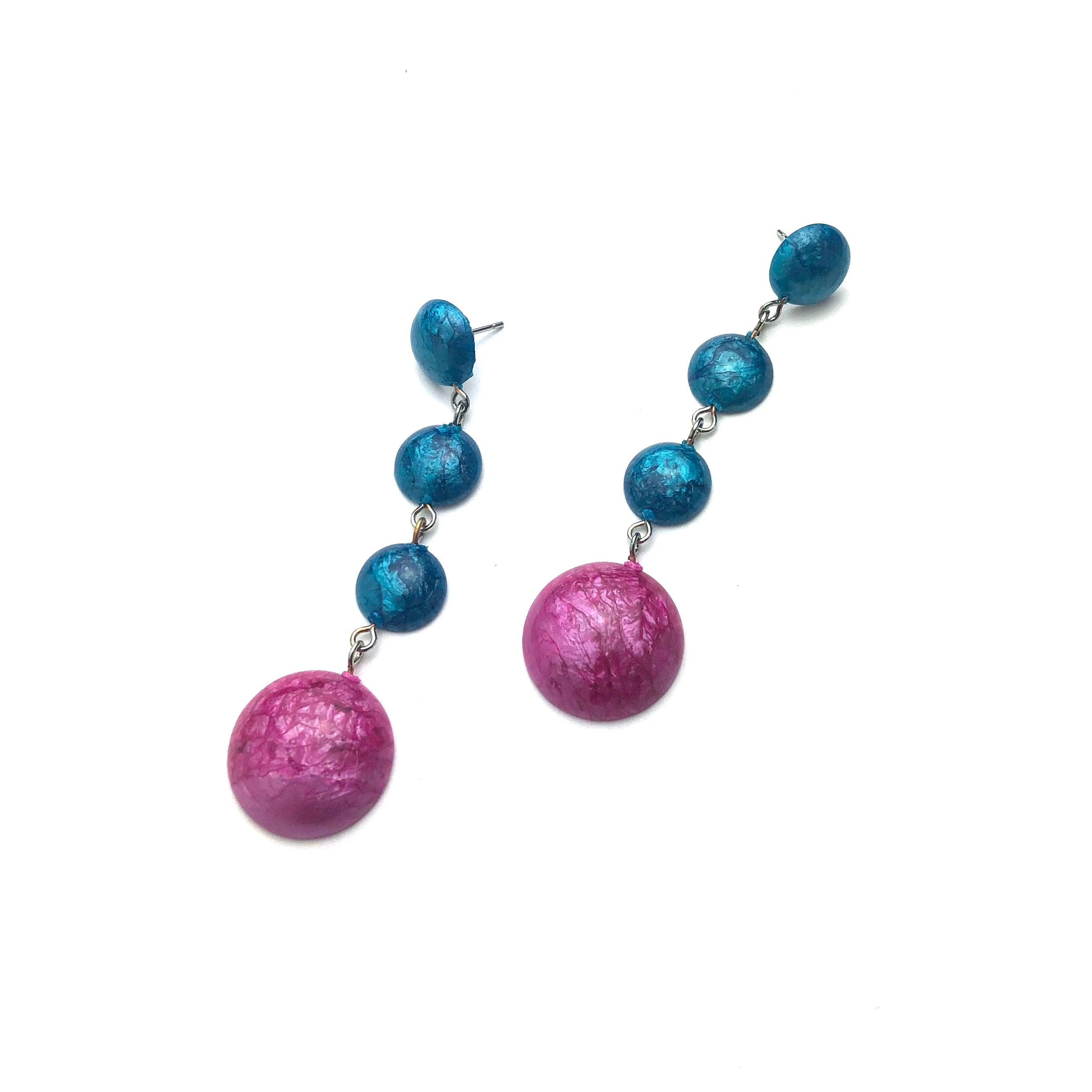 vintage drop earrings pink blue