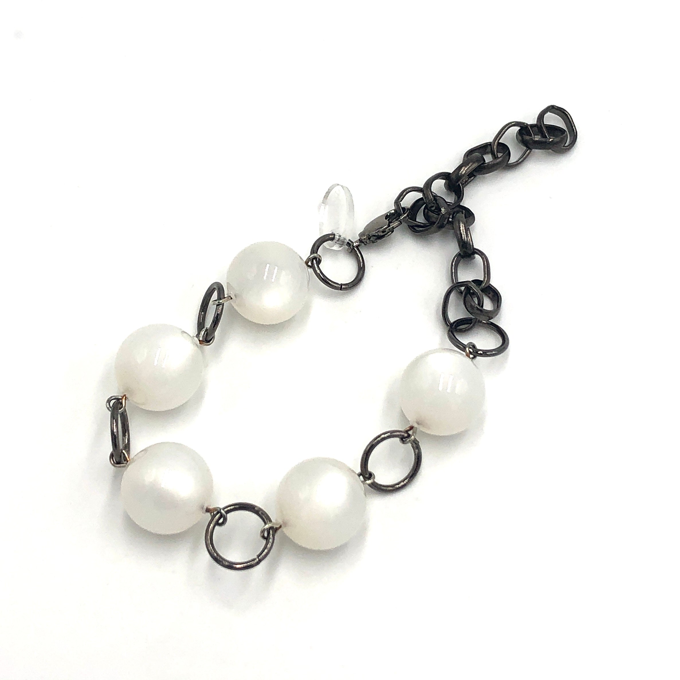 White Moonglow Round Stations Bracelet