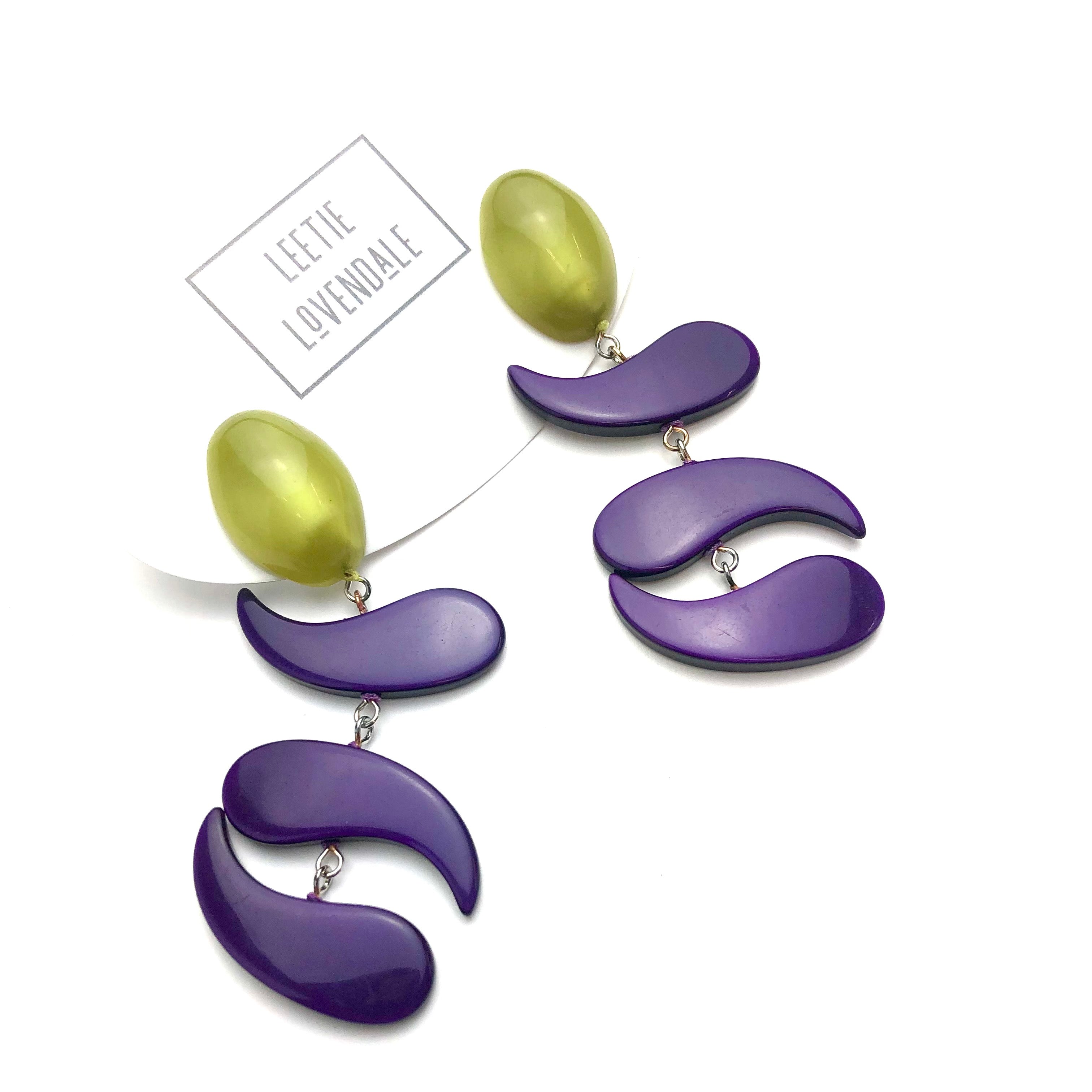 purple statement earrings