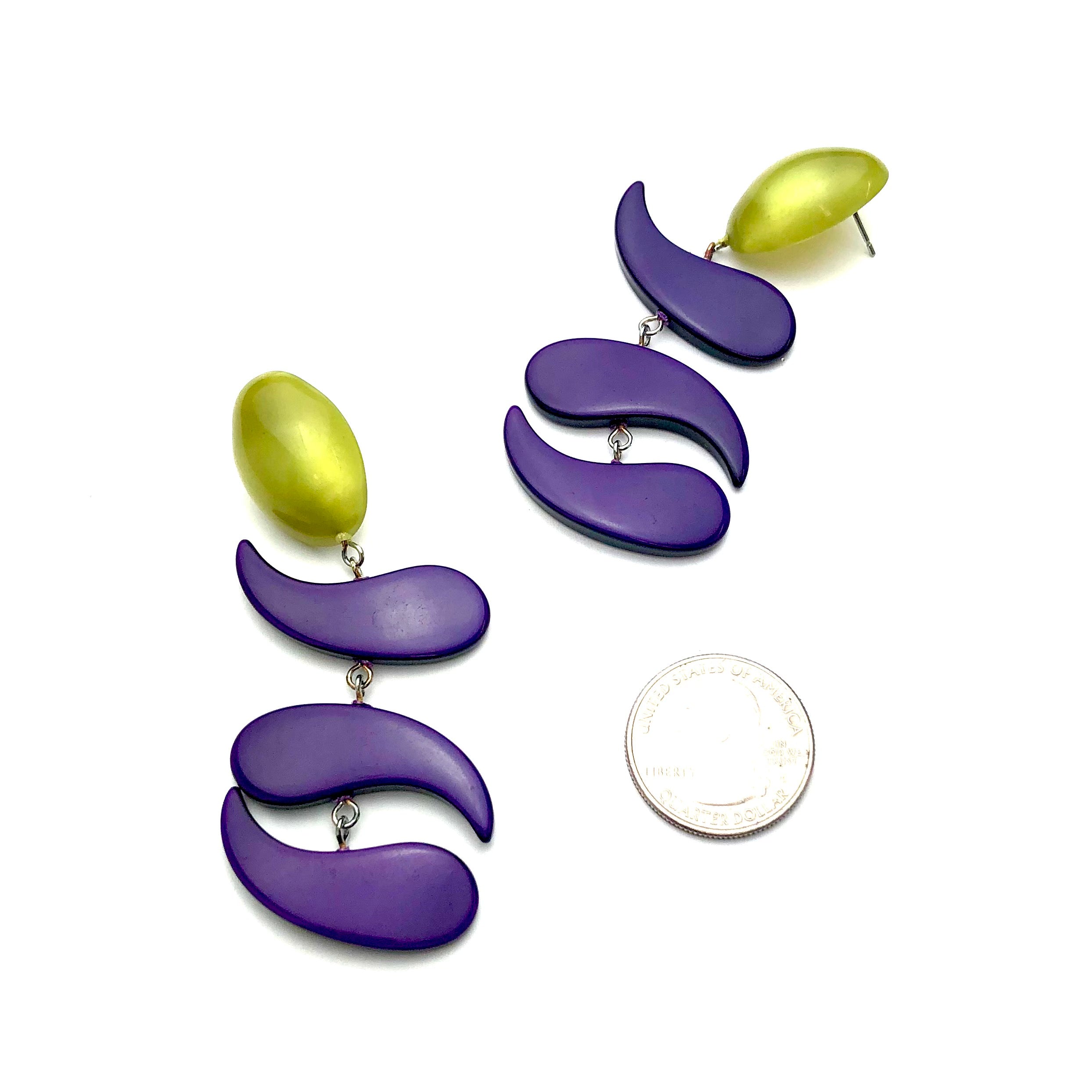 bright green earrings retro