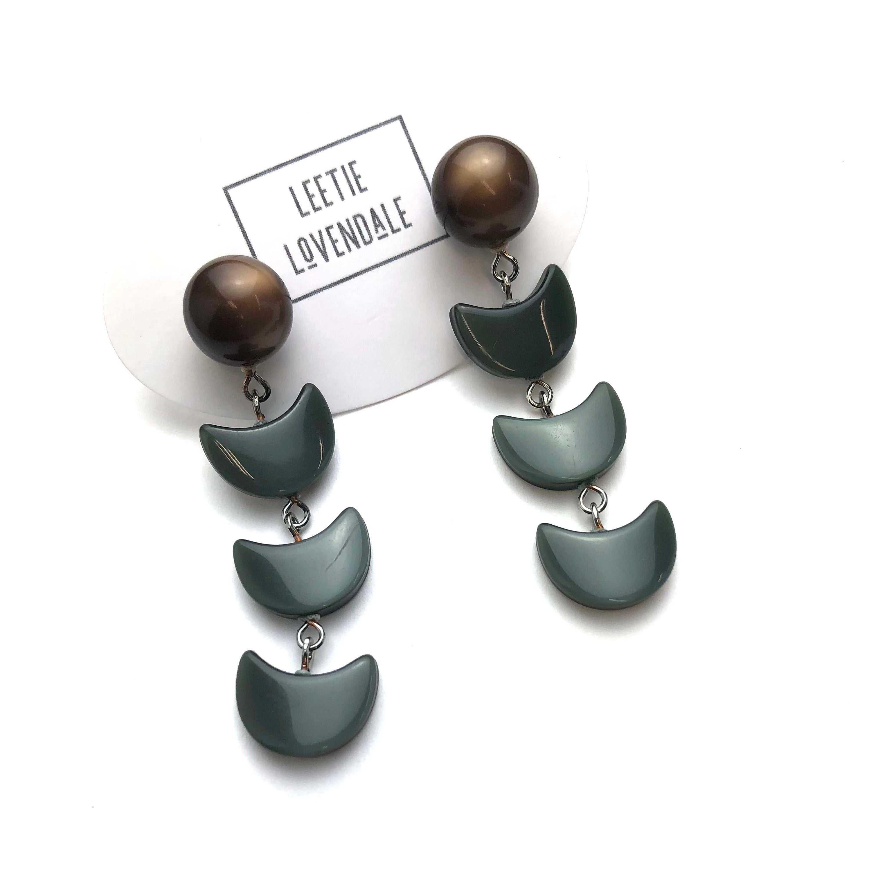 deep green long earrings