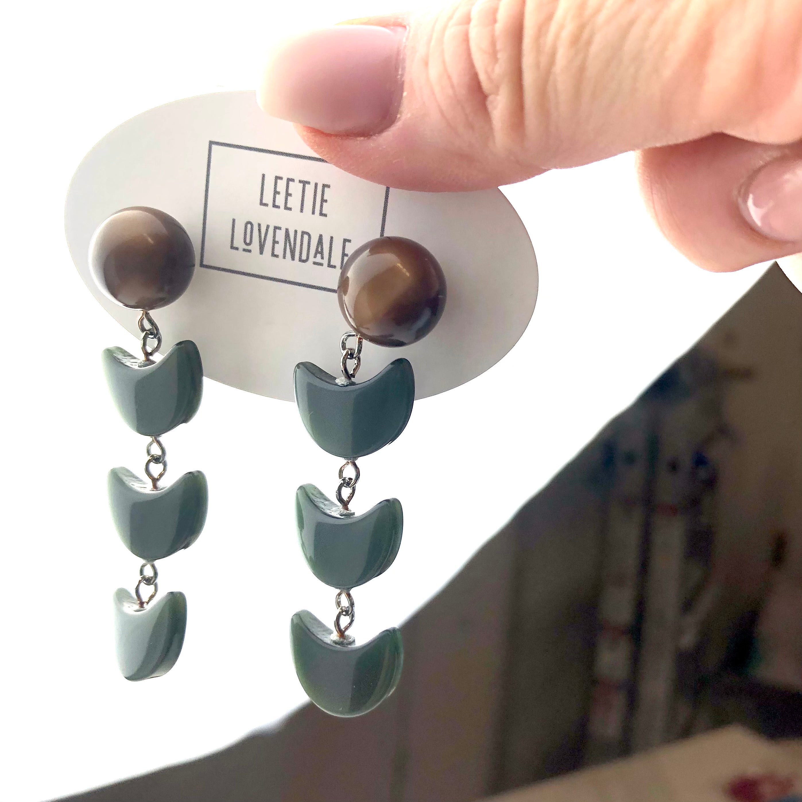 brown green earrings