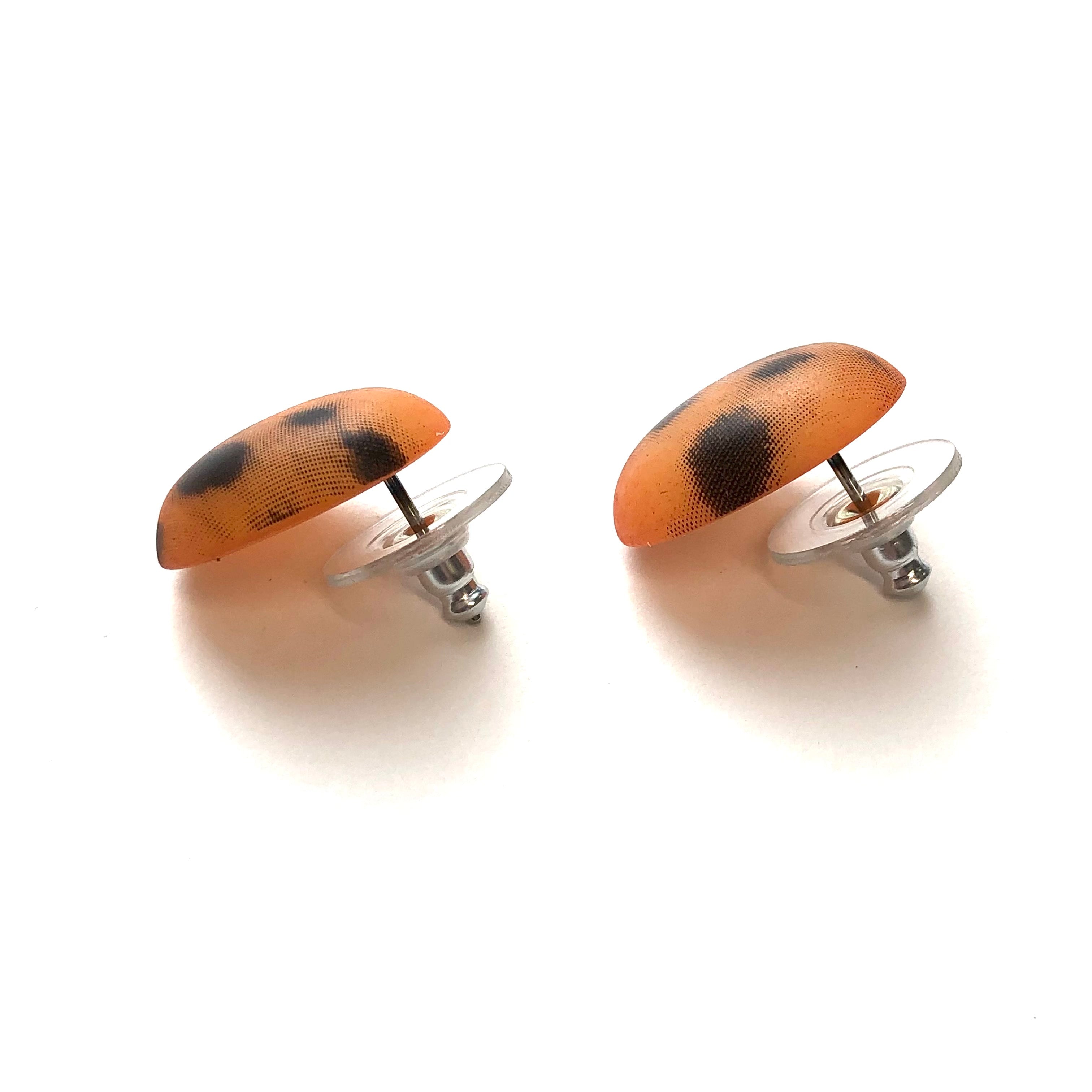 Spotted Wildcat Oval Button Stud Earrings