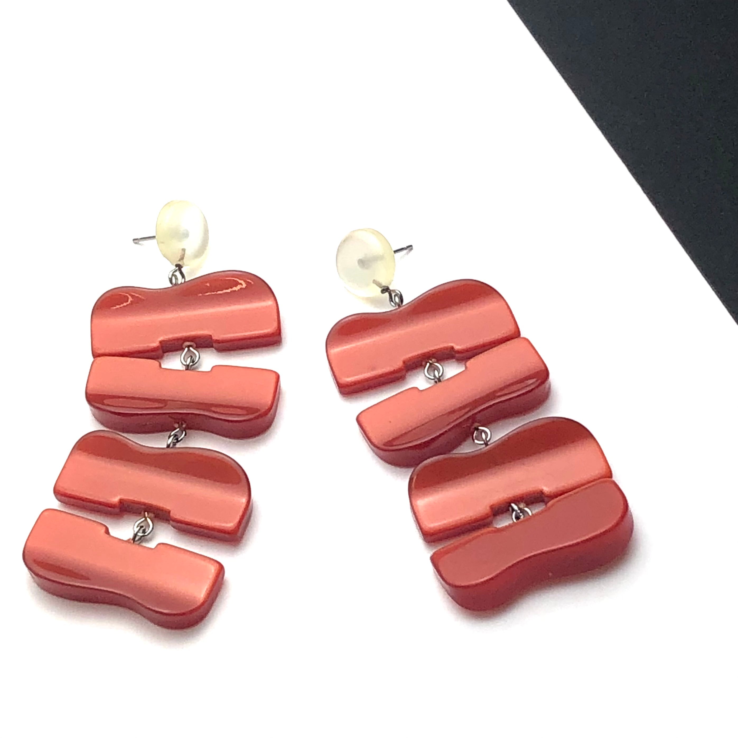rust ivory moonglow earrings