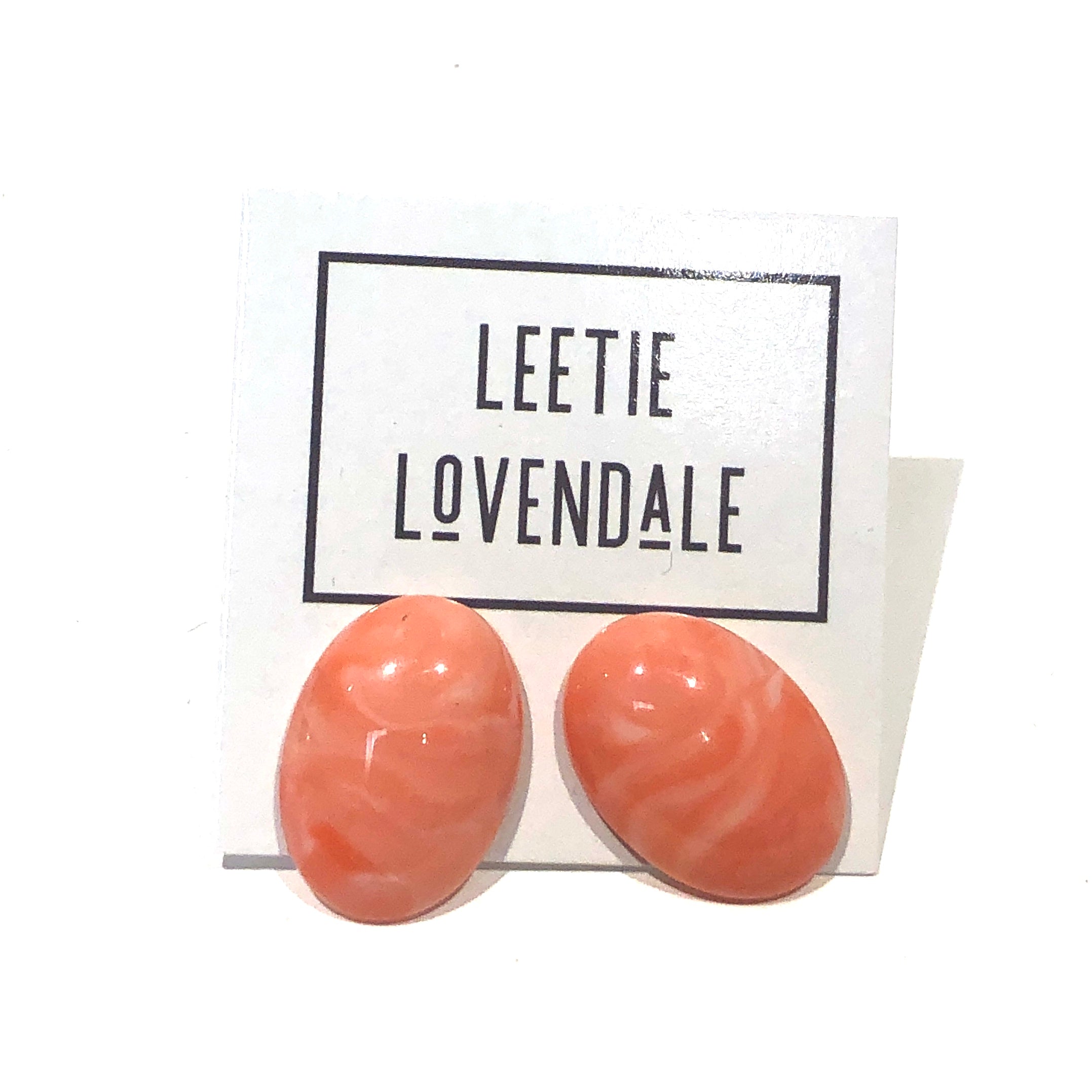 Peach Marbled Lucite Stud Earrings