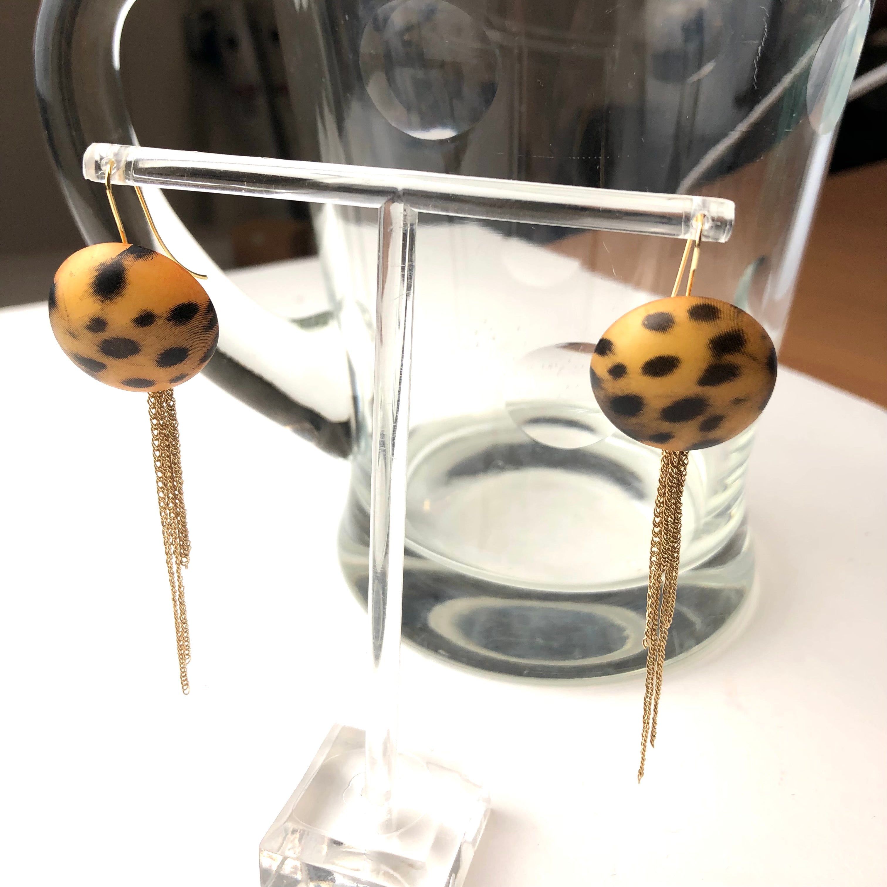 lucite leopard earrings