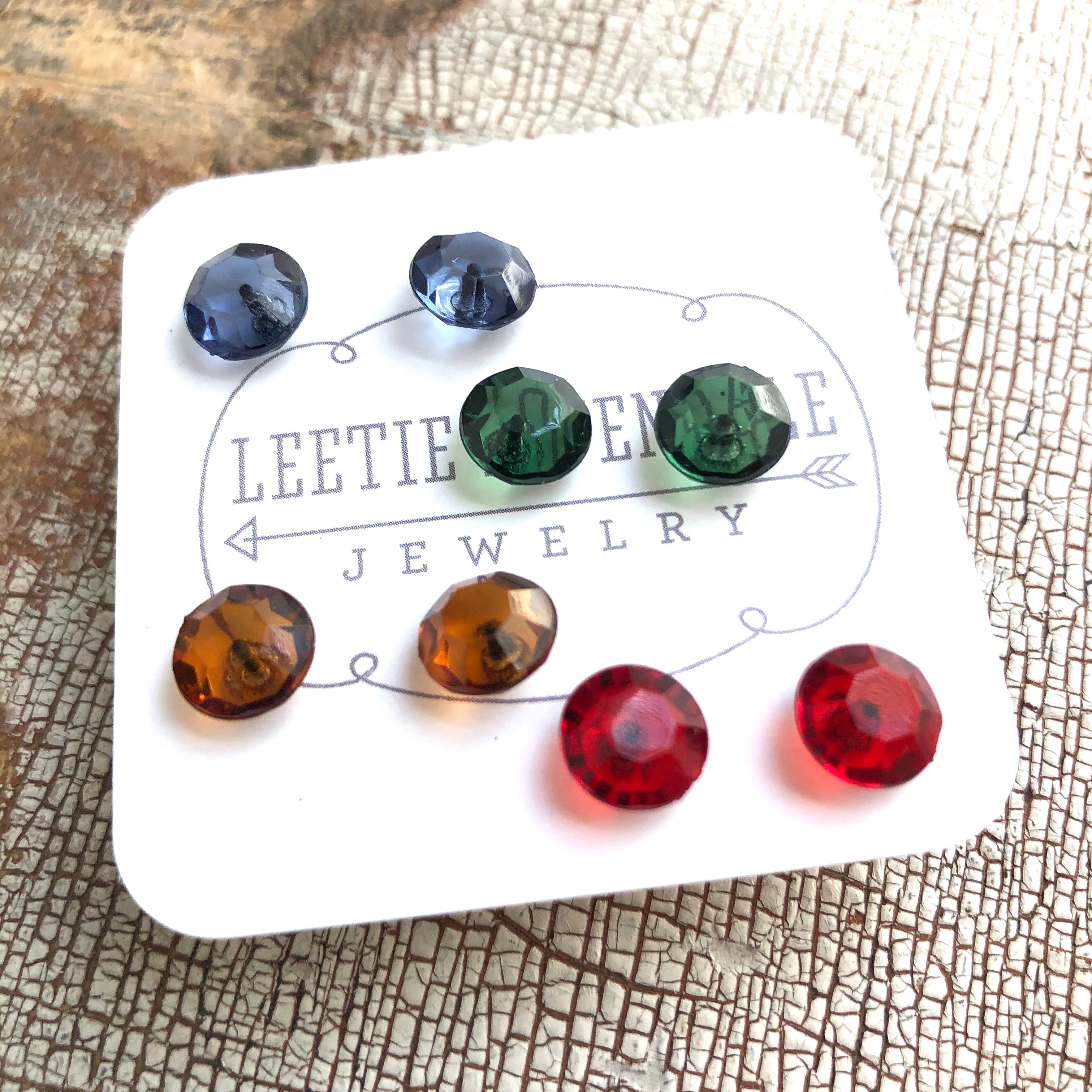 Faceted Jewels 8mm Stud Earrings Set