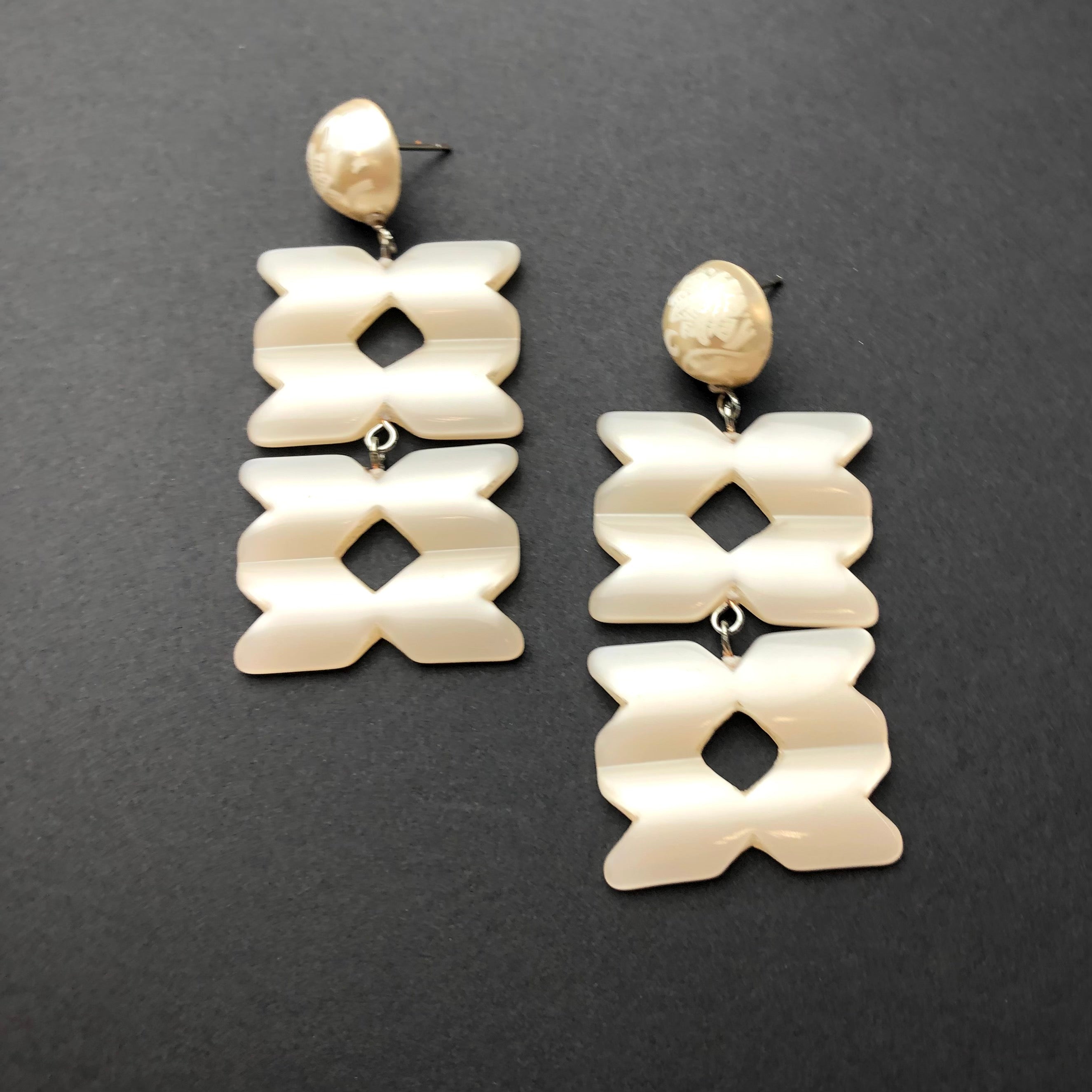ivory lucite earrings