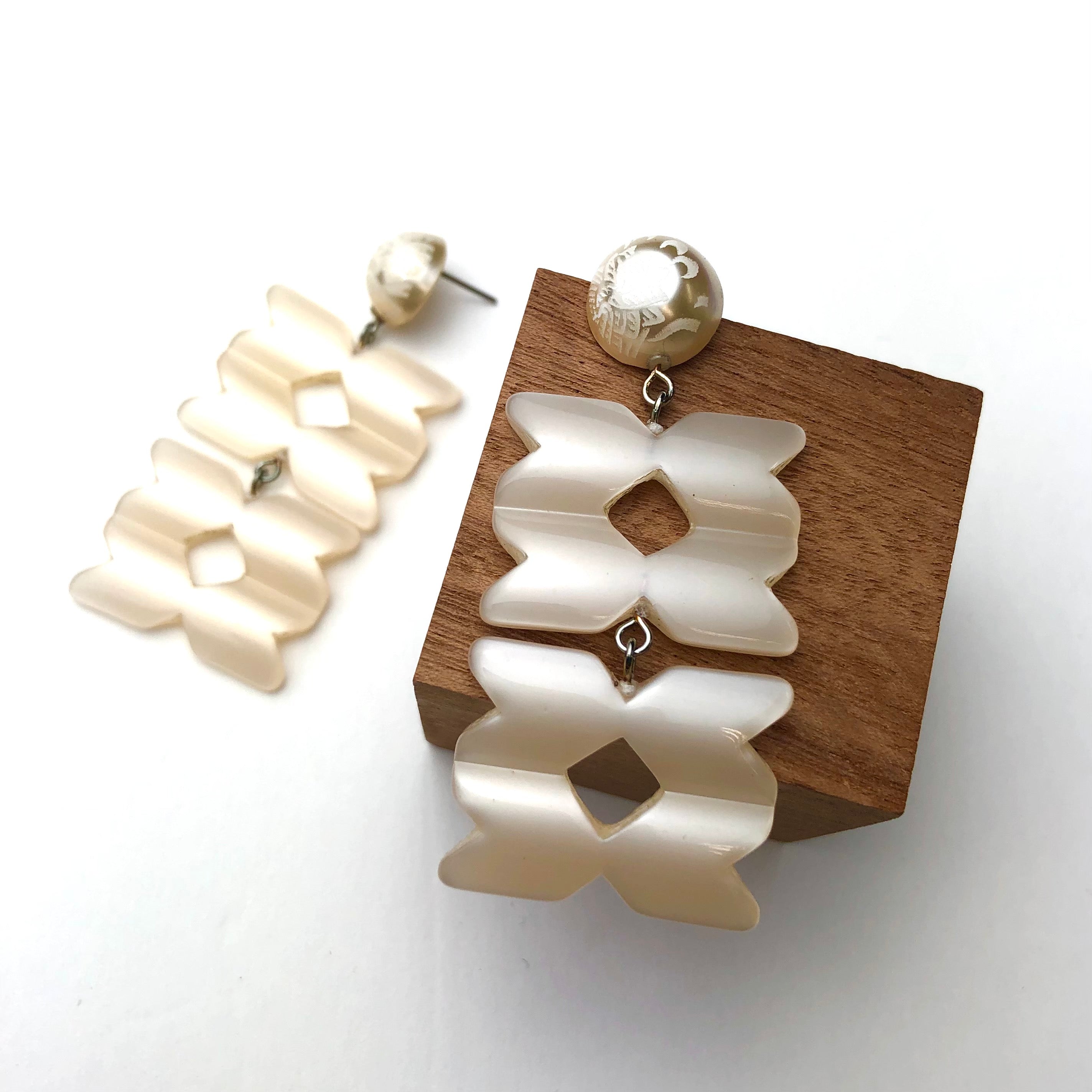 off white glow earrings bridal