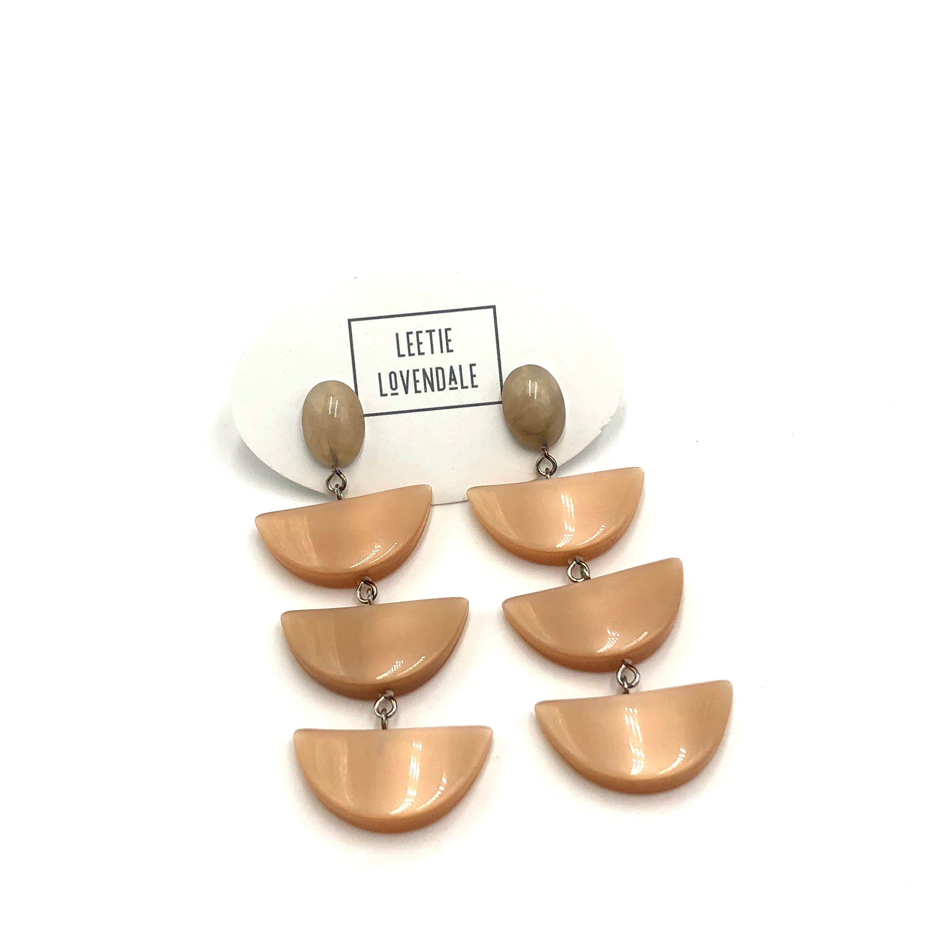 Champagne Beige Crescent Moonglow Earrings *