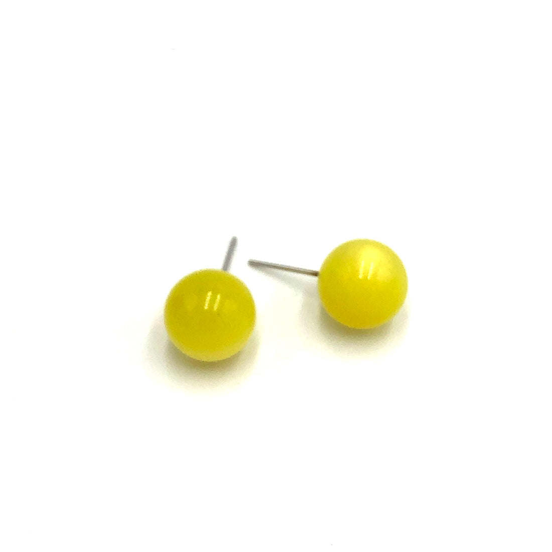Sunshine Yellow Moonglow Ball Stud Earrings - 12mm