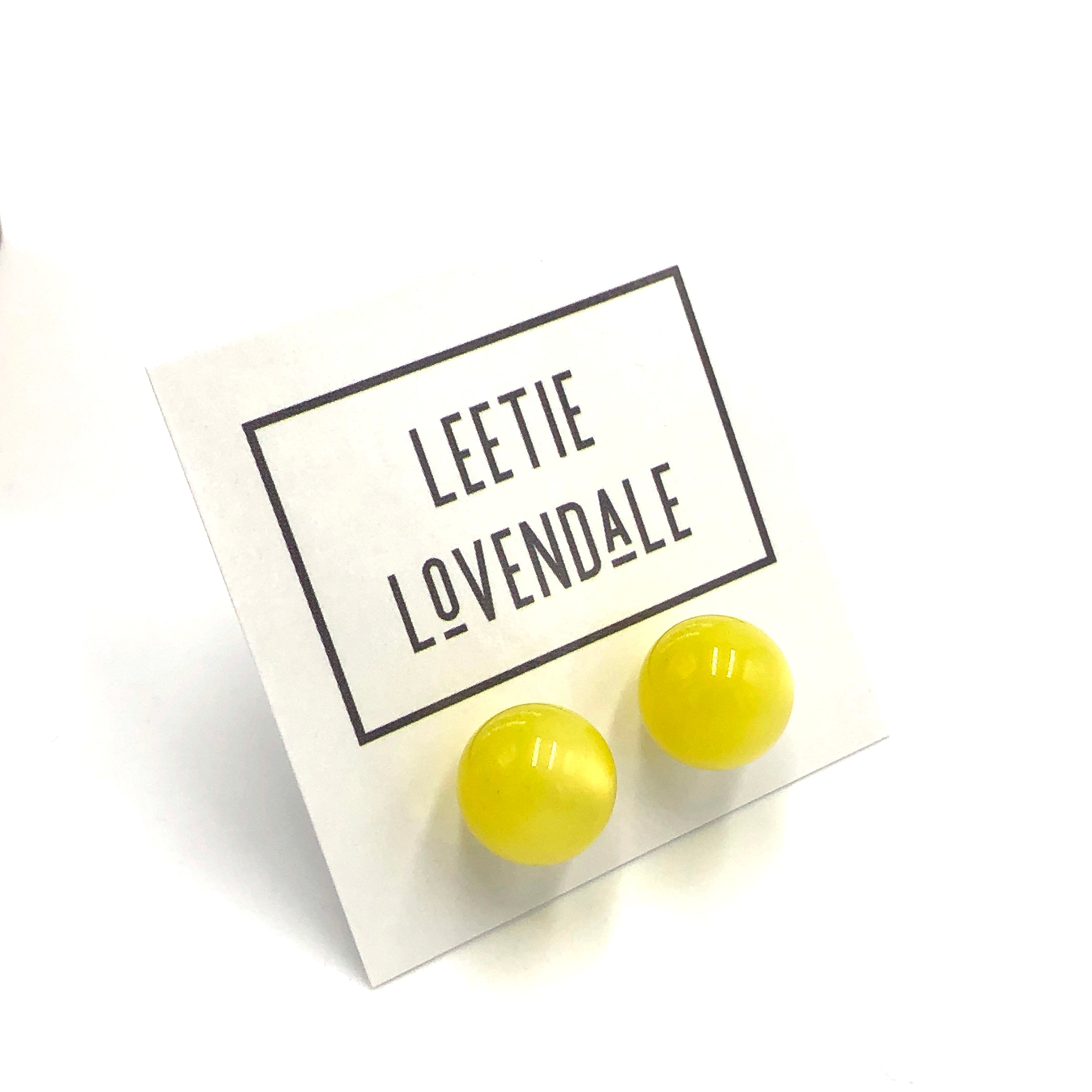 Sunshine Yellow Moonglow Ball Stud Earrings - 12mm