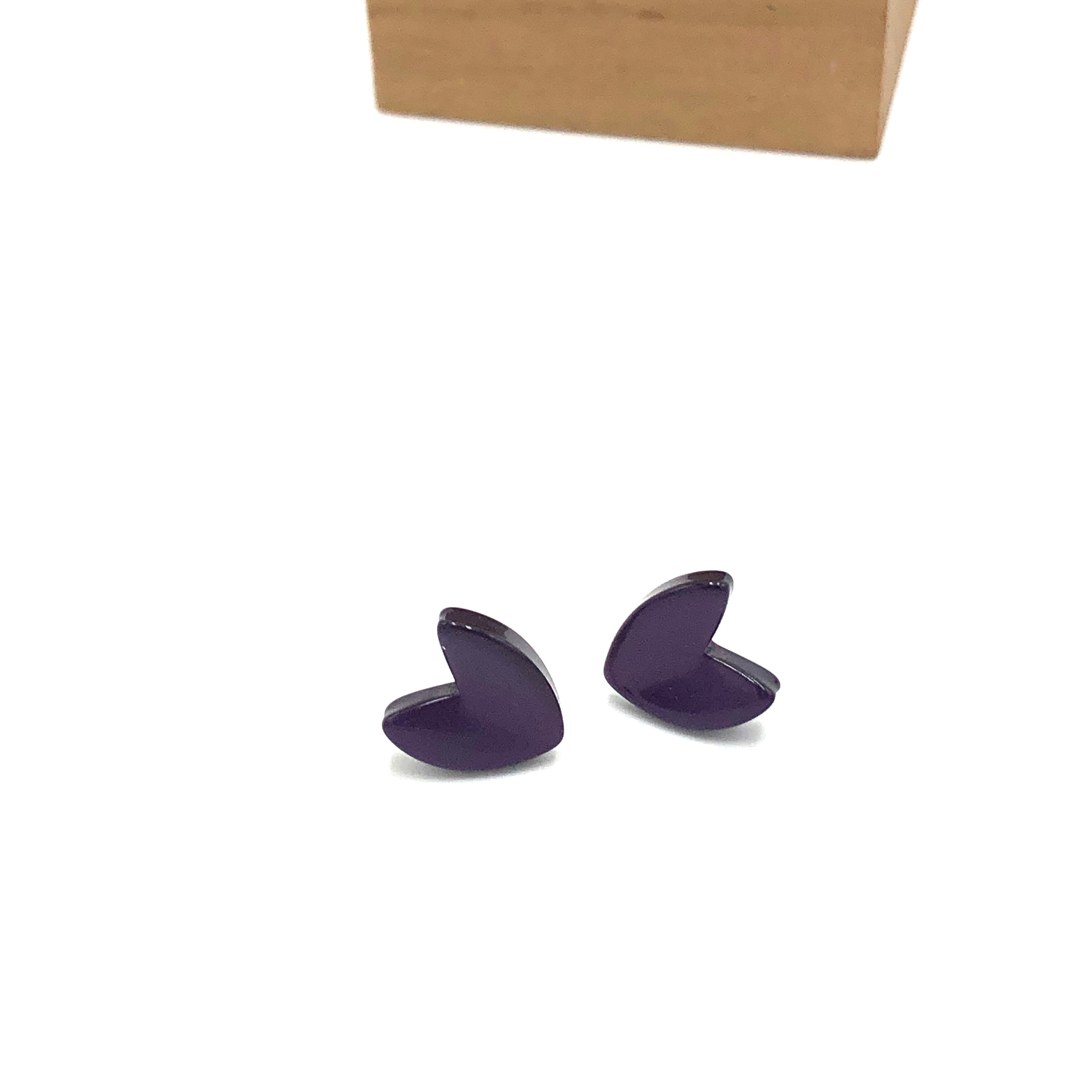 Deep Purple Moonglow Ivy Leaf Stud Earrings