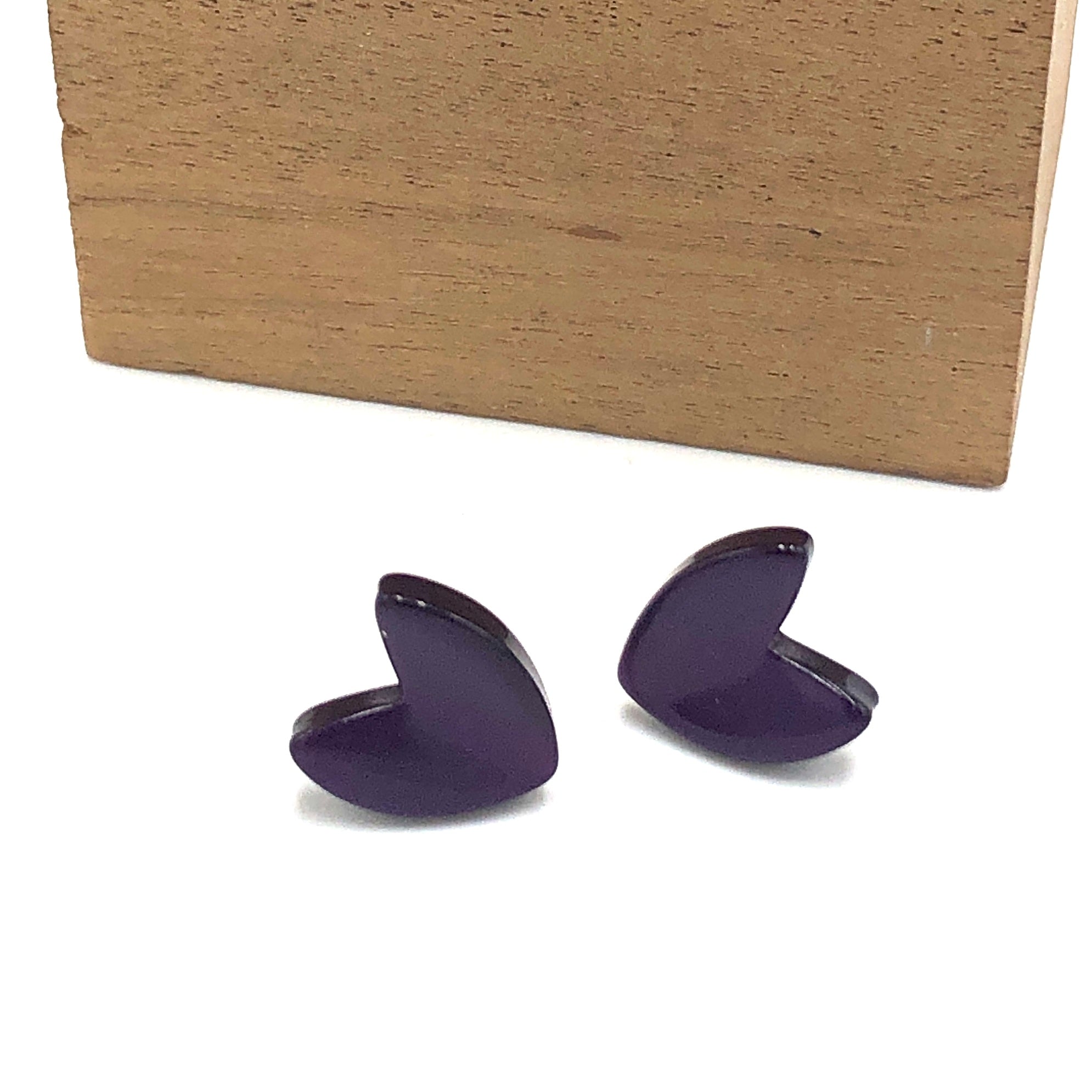 Deep Purple Moonglow Ivy Leaf Stud Earrings