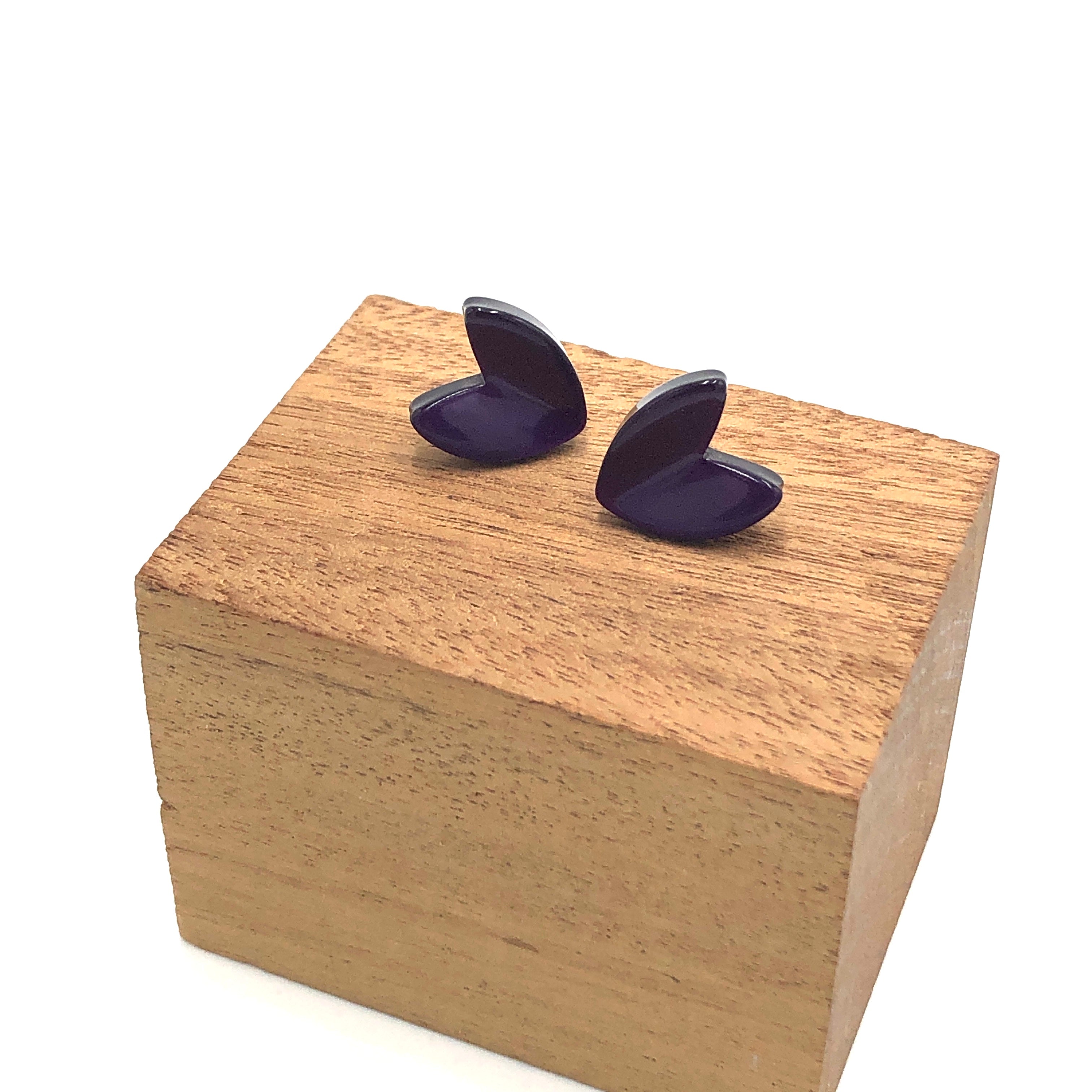 Deep Purple Moonglow Ivy Leaf Stud Earrings