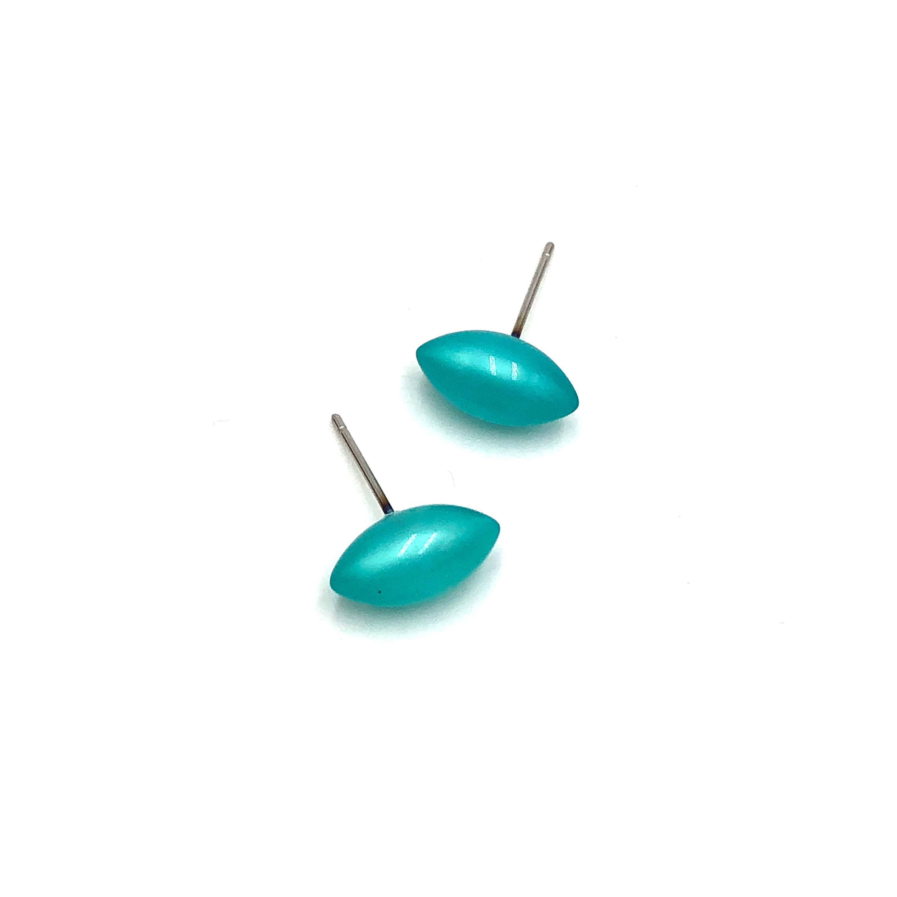 Teal Moonglow Mini Pod Stud Earrings