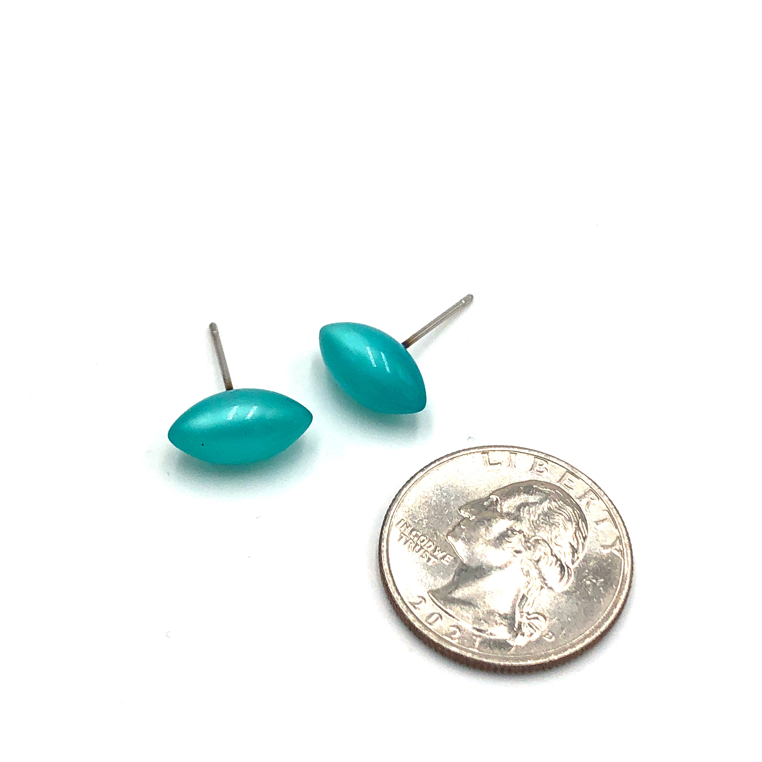 Teal Moonglow Mini Pod Stud Earrings