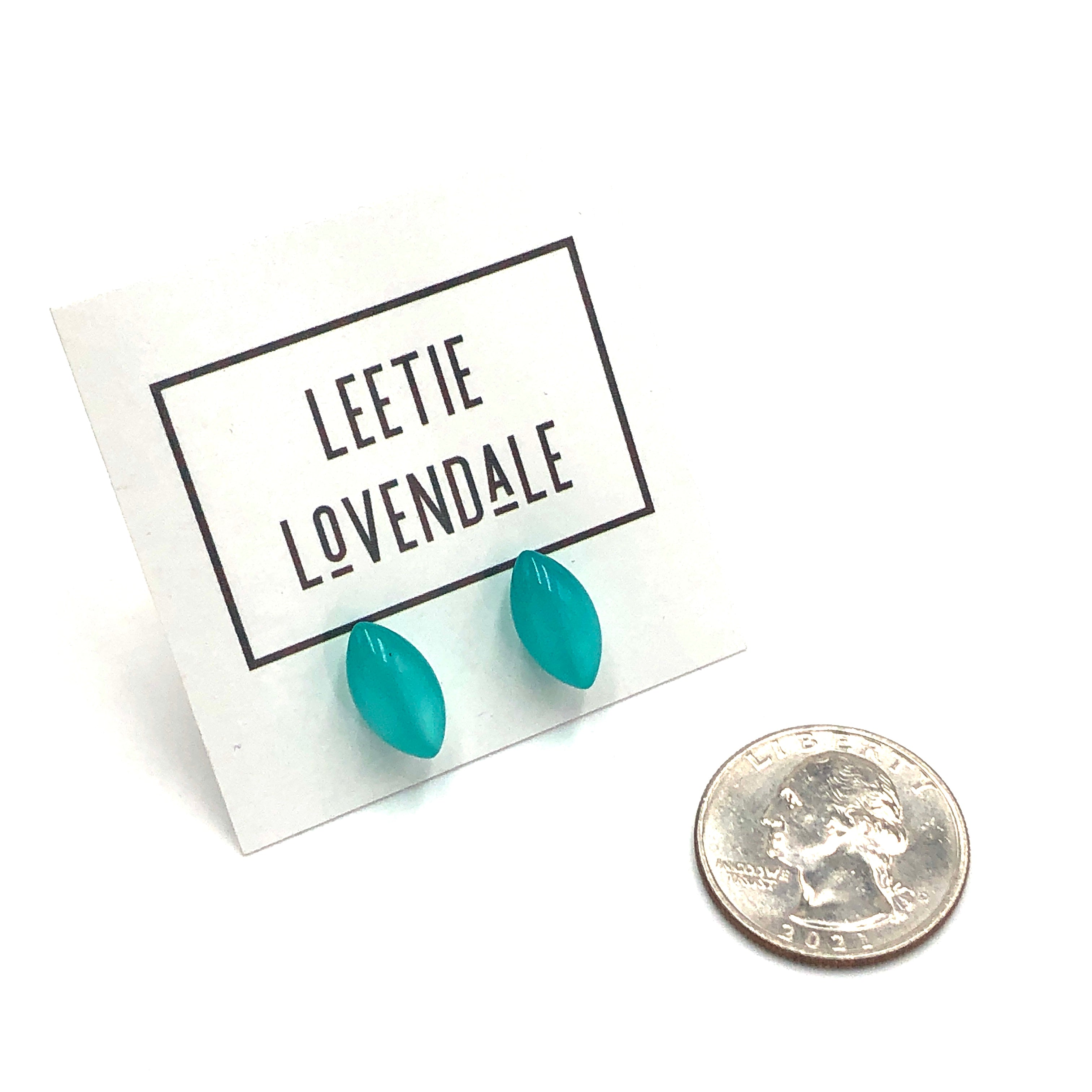 Teal Moonglow Mini Pod Stud Earrings