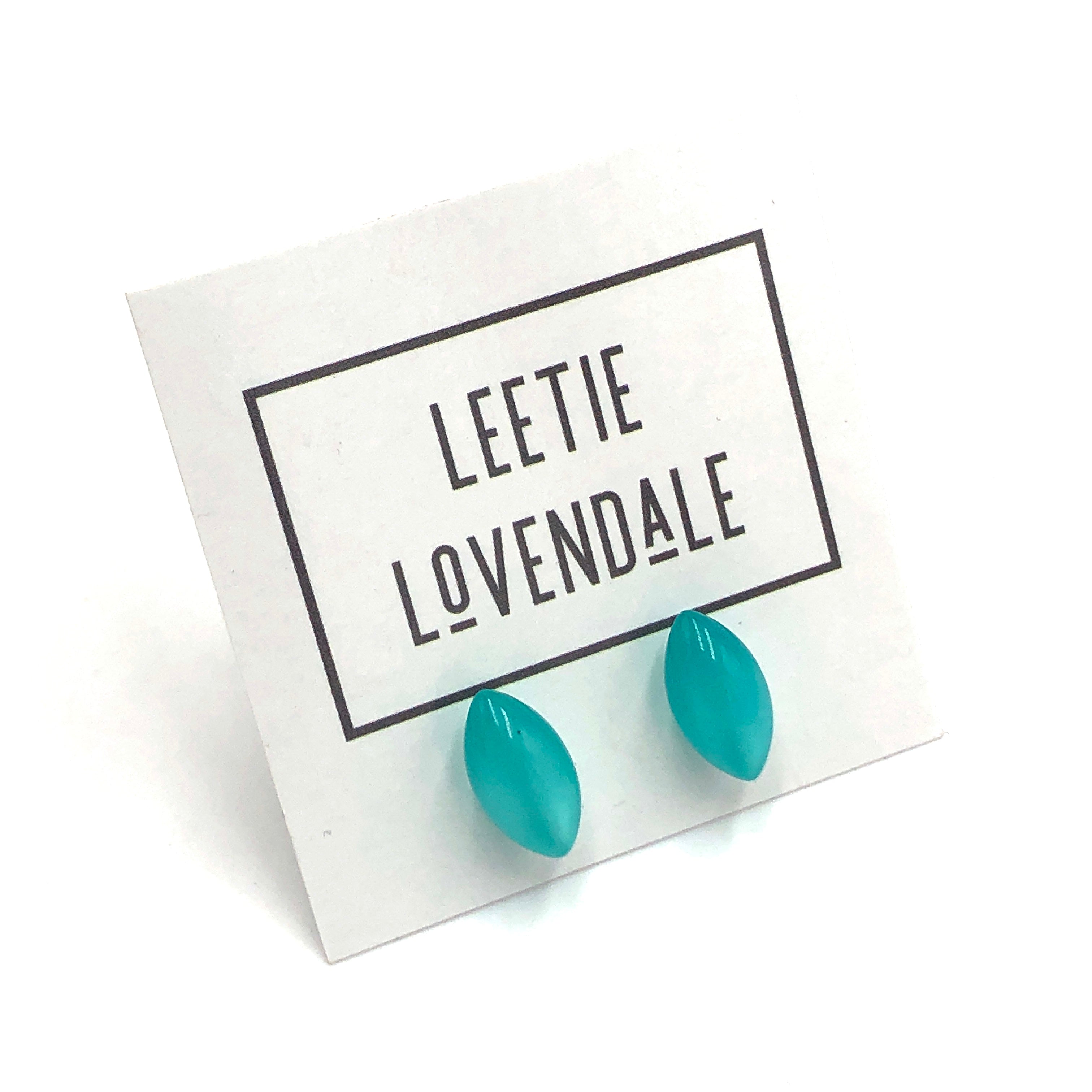 Teal Moonglow Mini Pod Stud Earrings