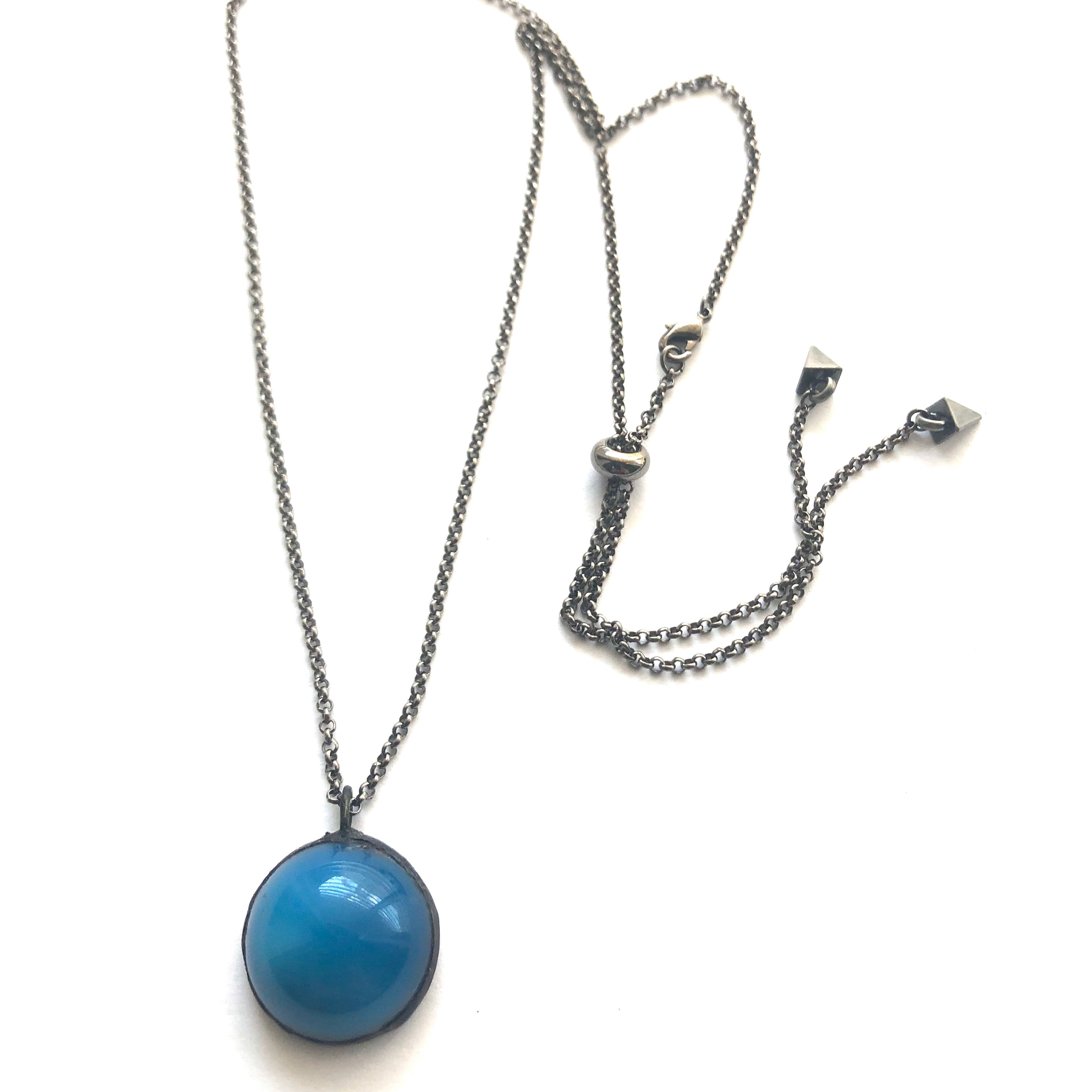 Capri Blue Moonglow & Gun Metal Layering Necklace - Medium