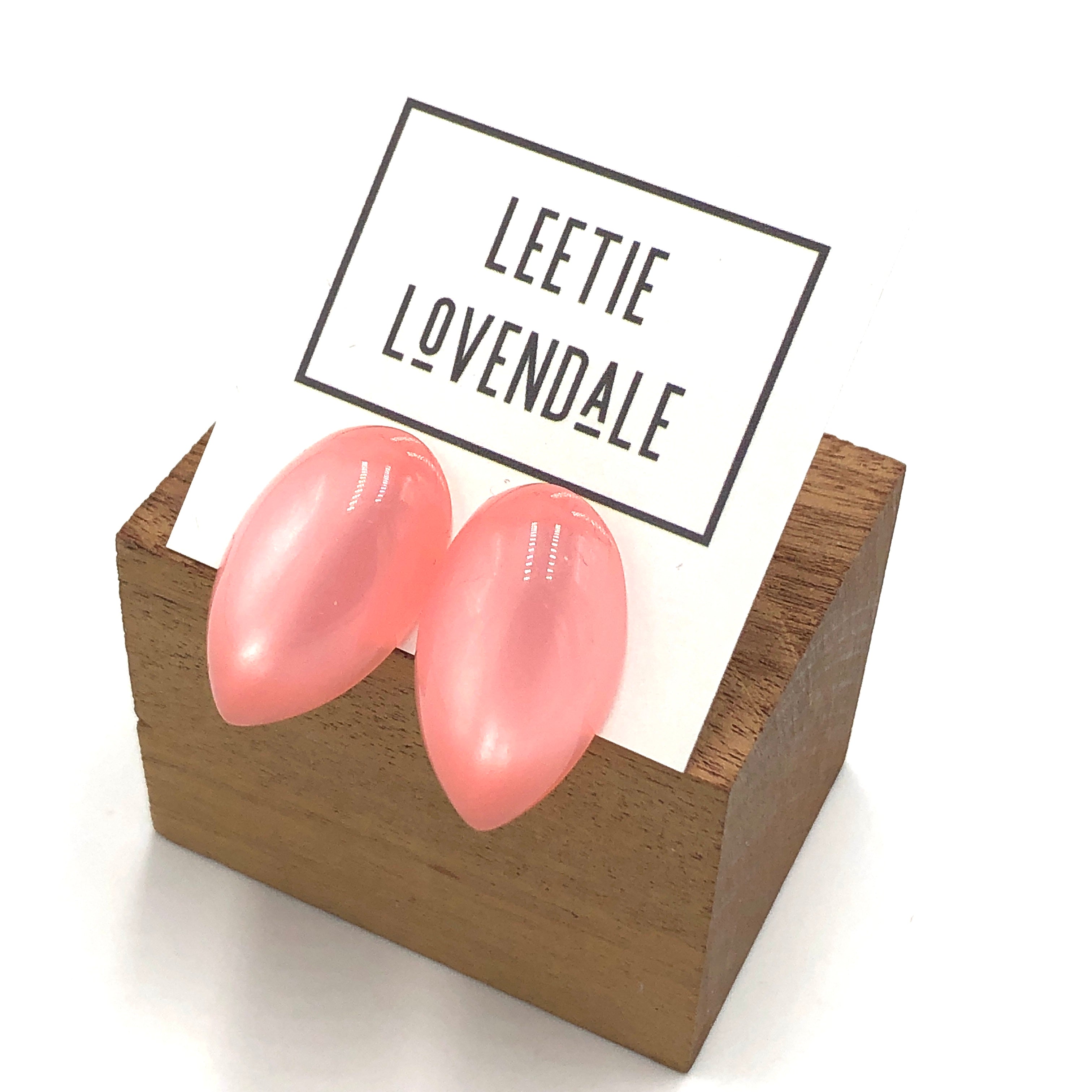 Pink Moonglow Chunky Oval Stud Earrings