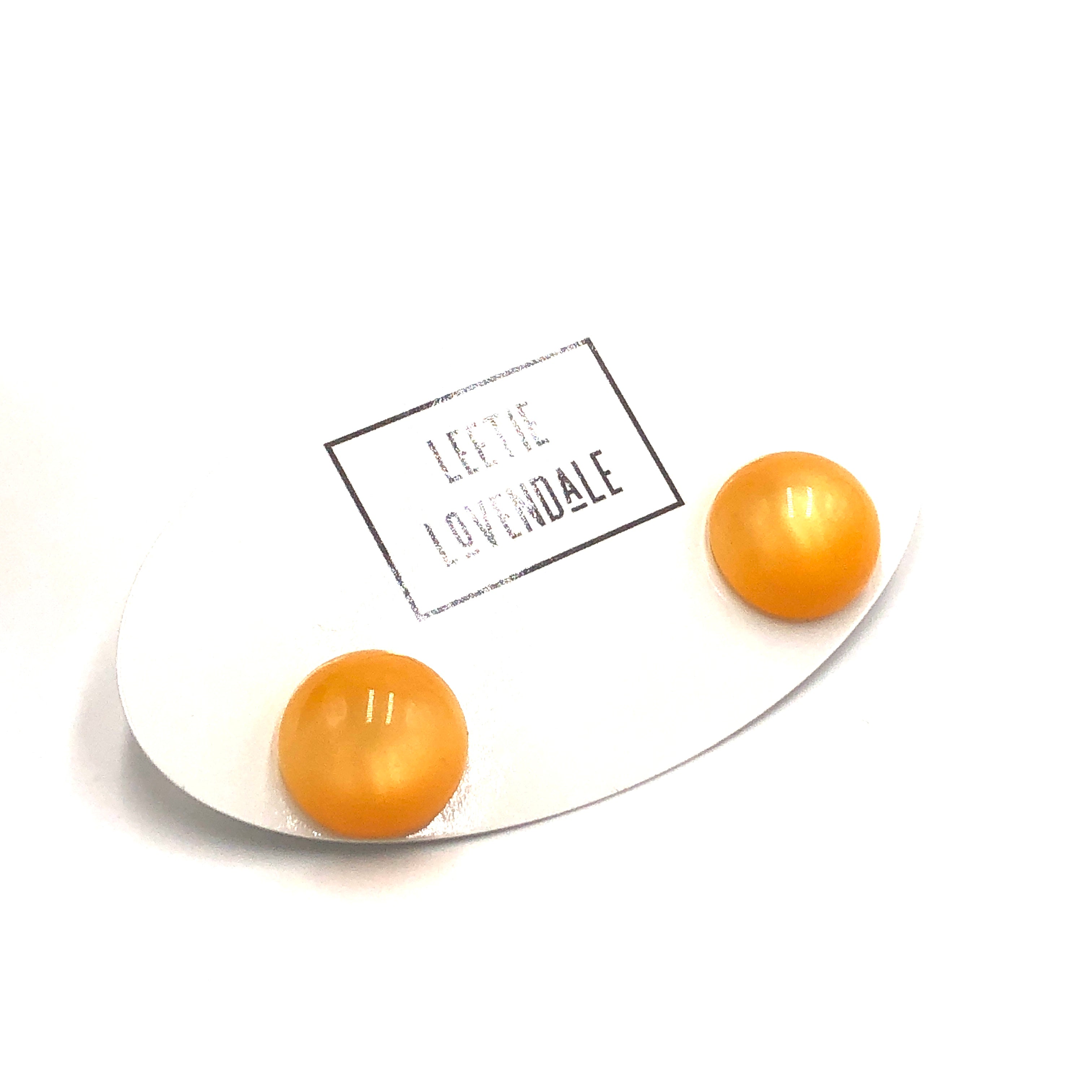 Tangerine Moonglow Retro Button Stud Earrings