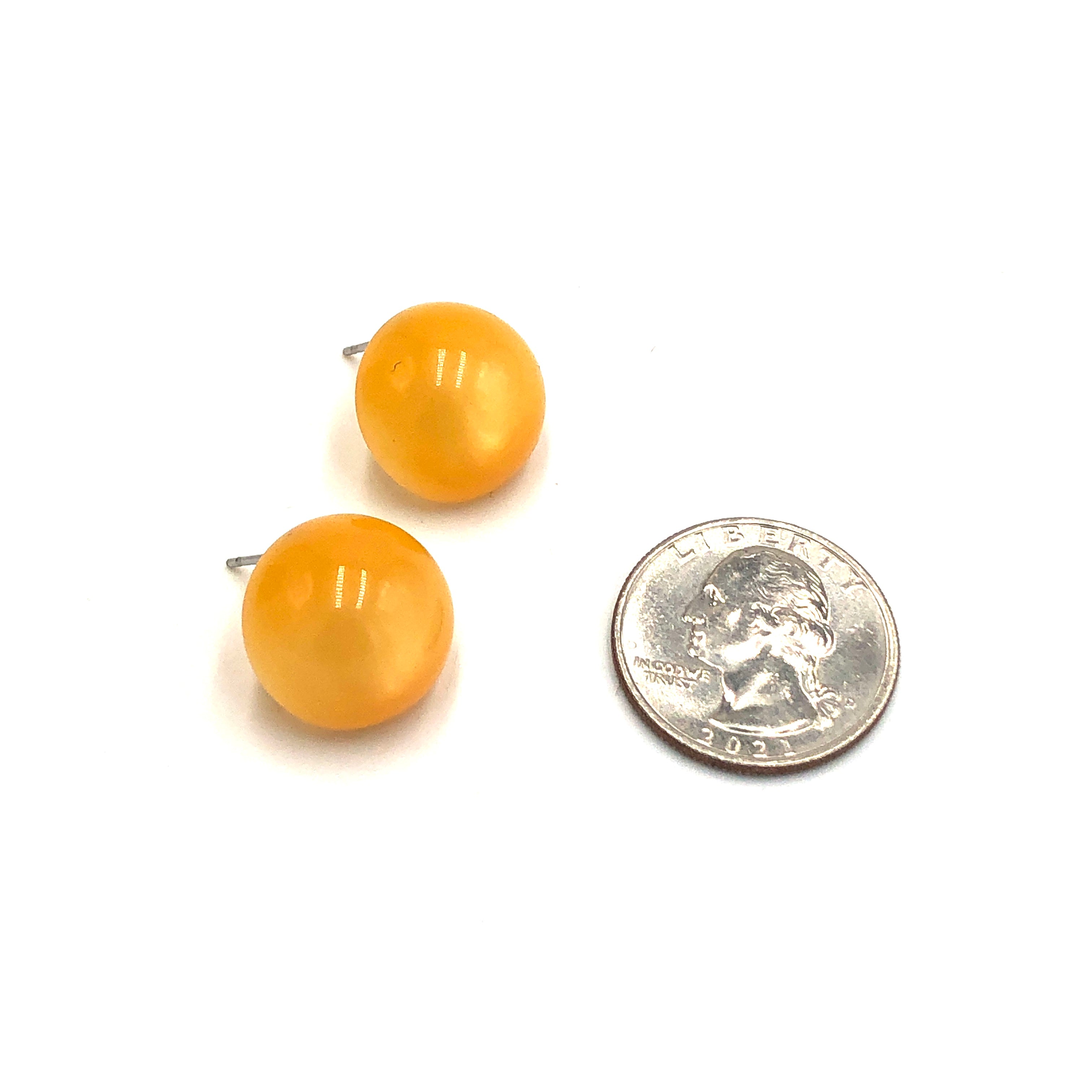 Tangerine Moonglow Retro Button Stud Earrings