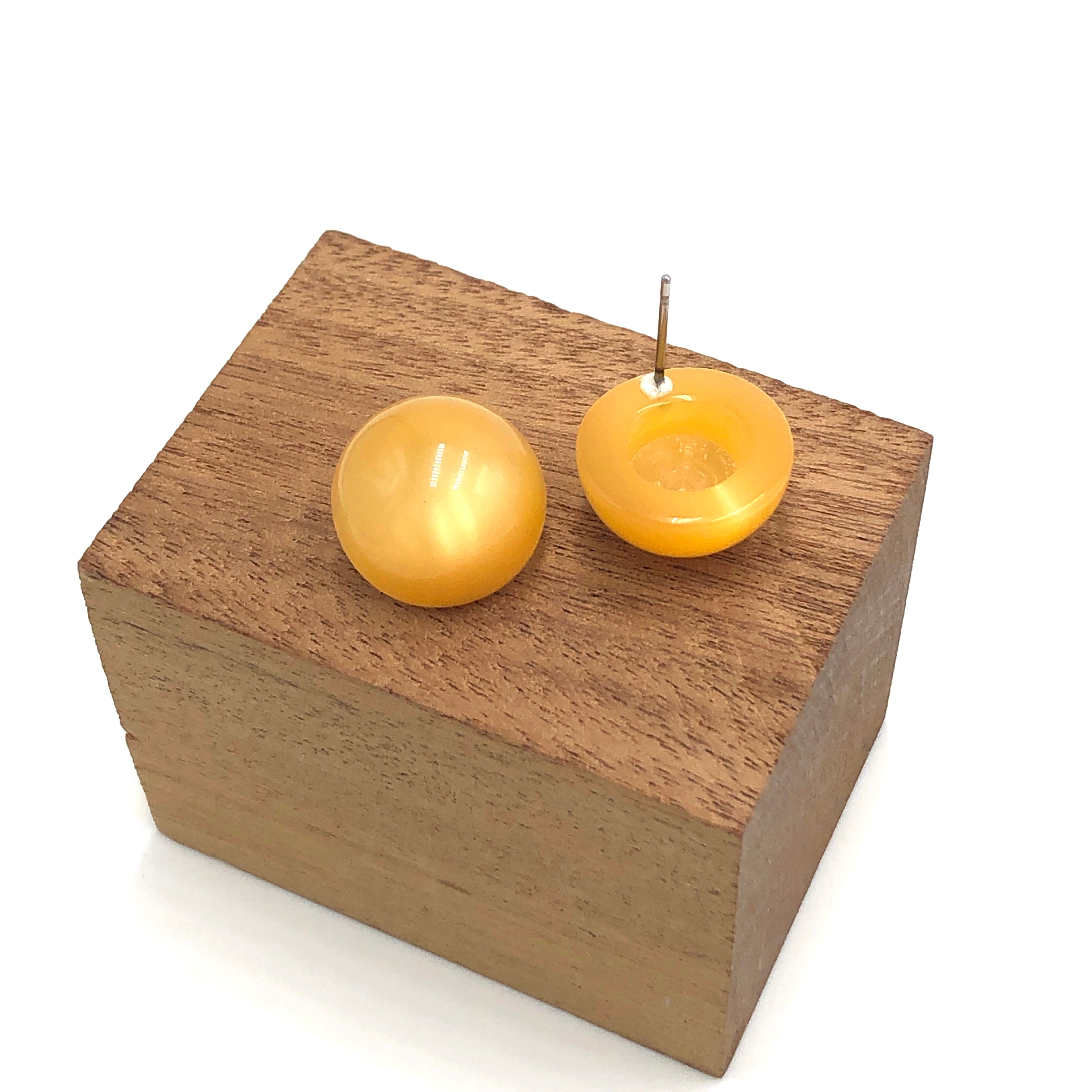 Tangerine Moonglow Retro Button Stud Earrings