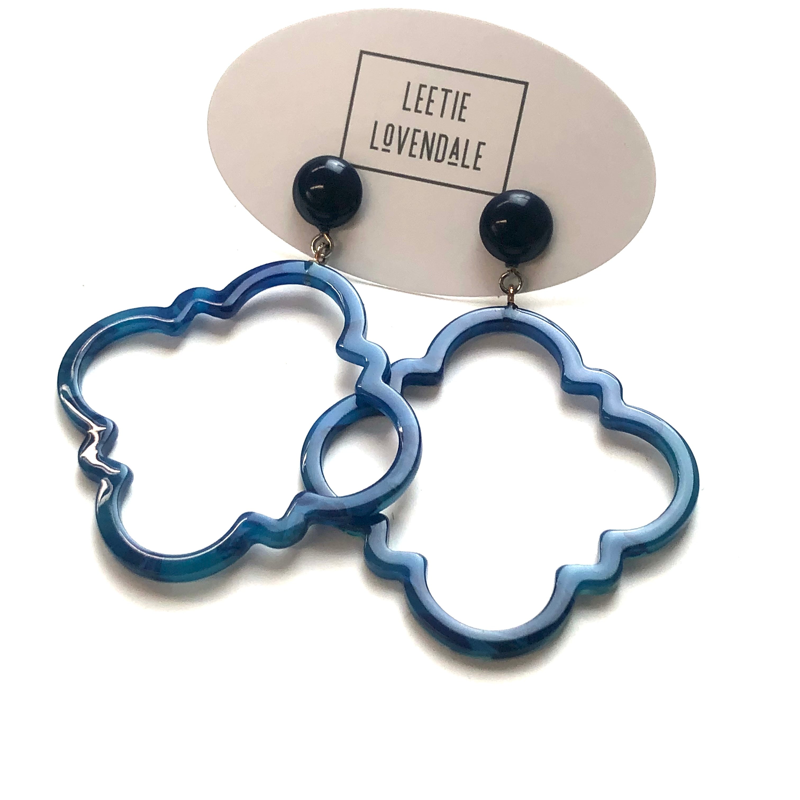 Navy Blue Quatrefoil Earrings