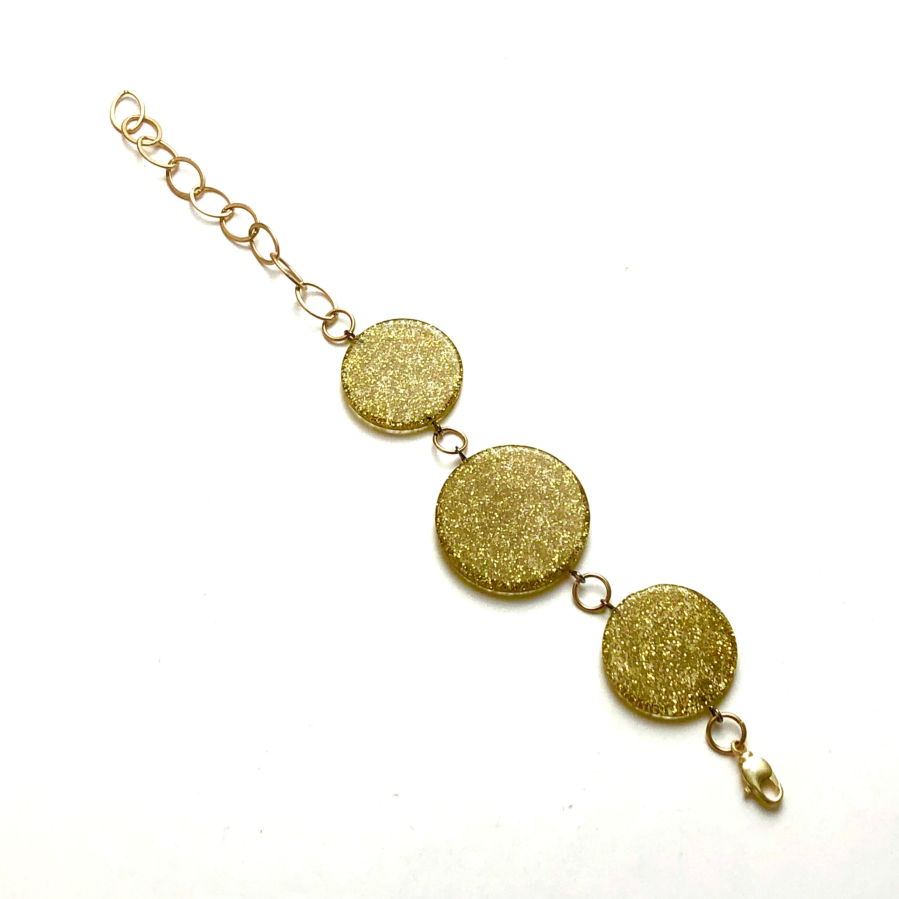 Gold Glitter Lucite Stations Bracelet